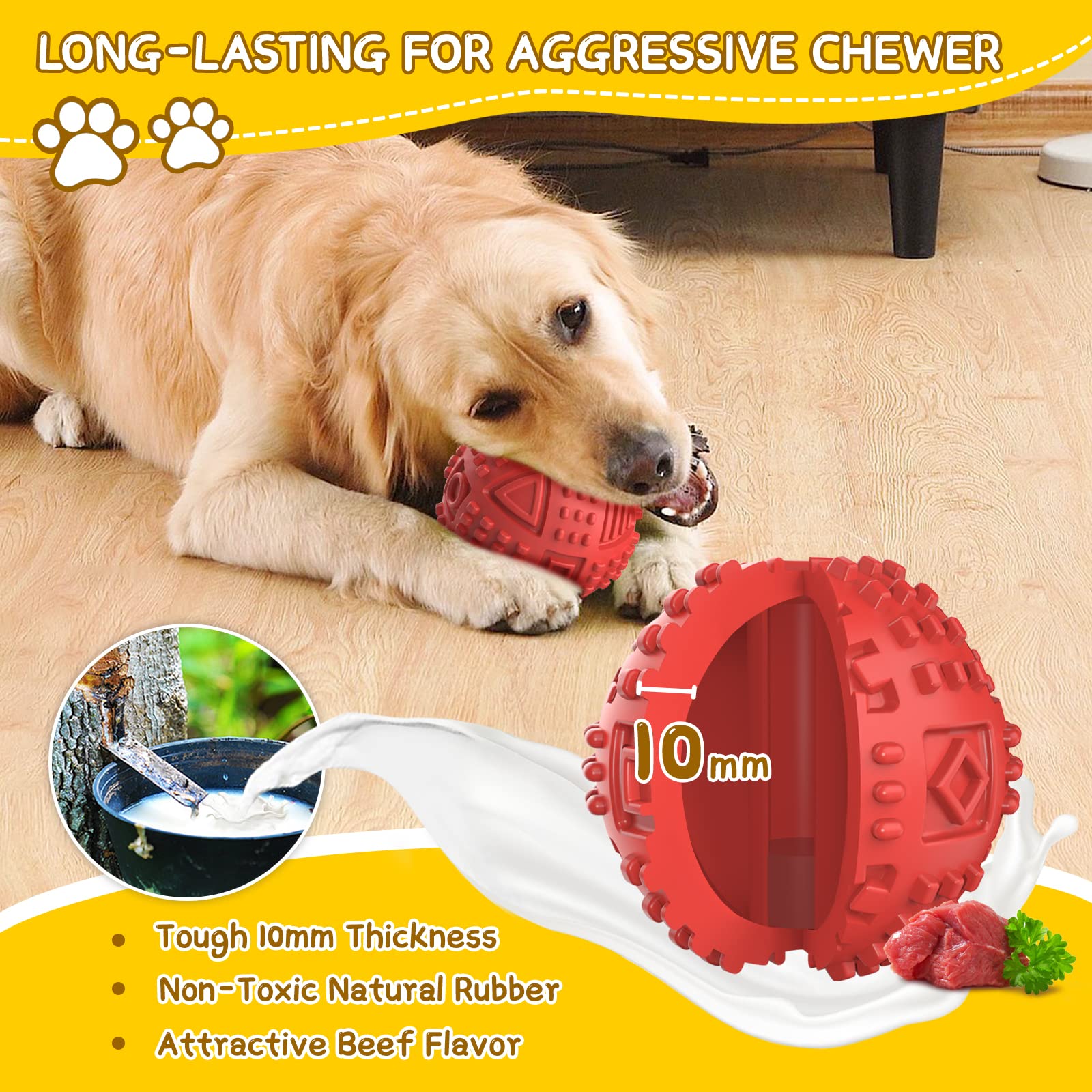 Legend Sandy Dog Balls Treat Dispensing, Dog Toys For Aggressive Chewers Large Breed, Nearly Indestructible Squeaky Dog Chew Toy