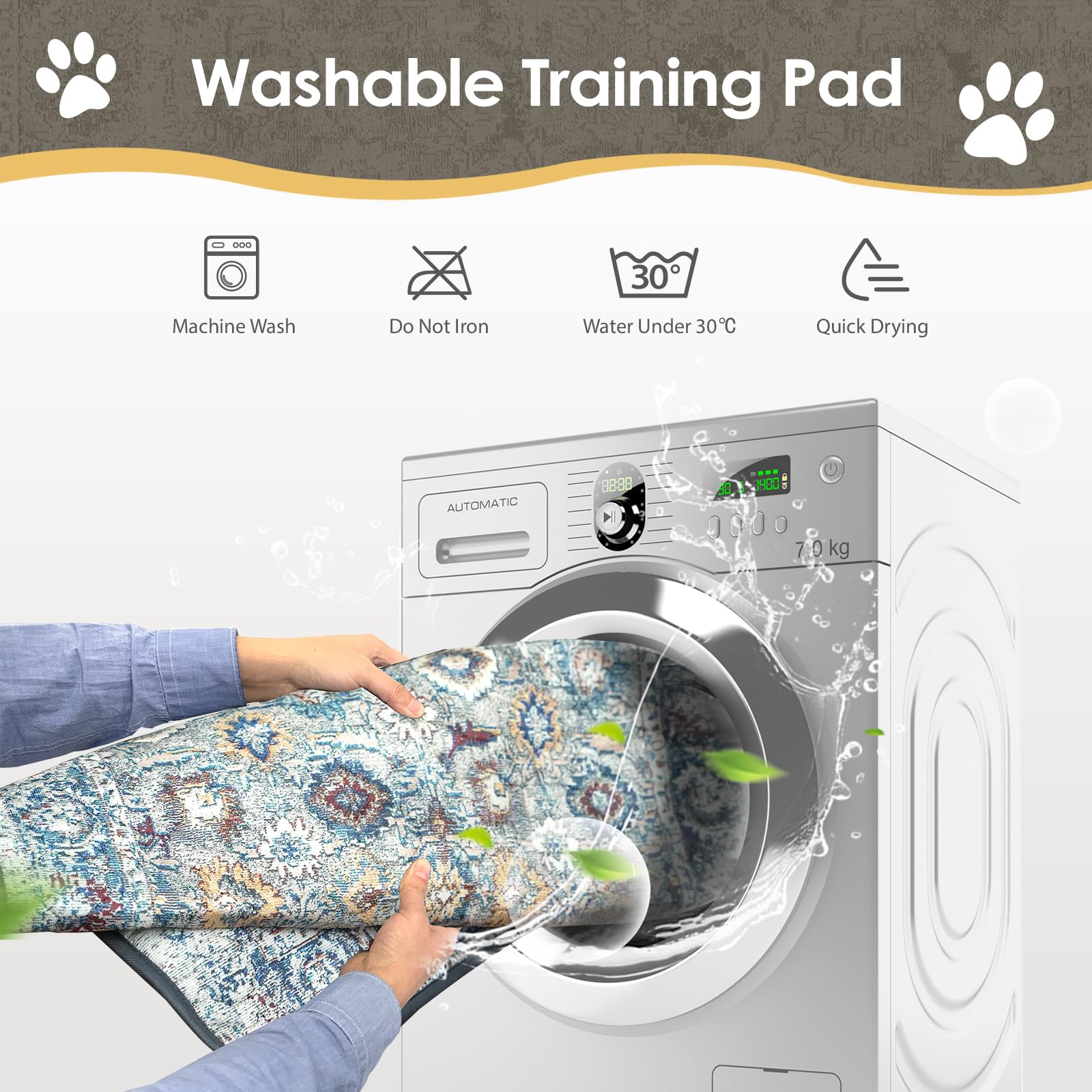 SCLOSE Washable Pee Pads for Dogs Large, 2 Pack, 48 x 48 Reusable Puppy Training Mat, Super Absorbent, Leakproof, Waterproof Pla