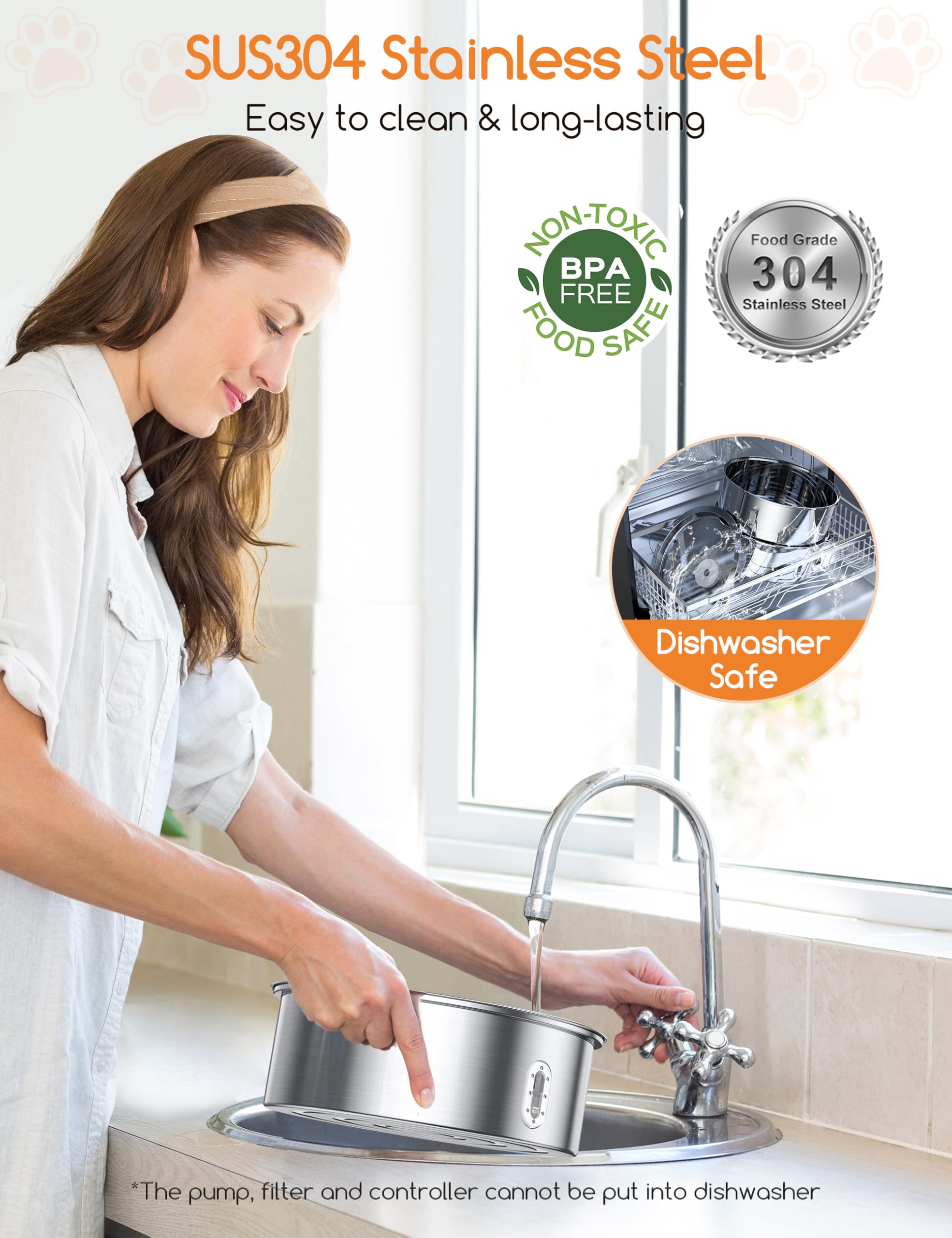 Dog Water Fountain For Large Dog, 7-13L/1.8-3.4Gal Stainless Steel Pet Water Fountain, Automatic Filtered Dog Water Bowl Dispens