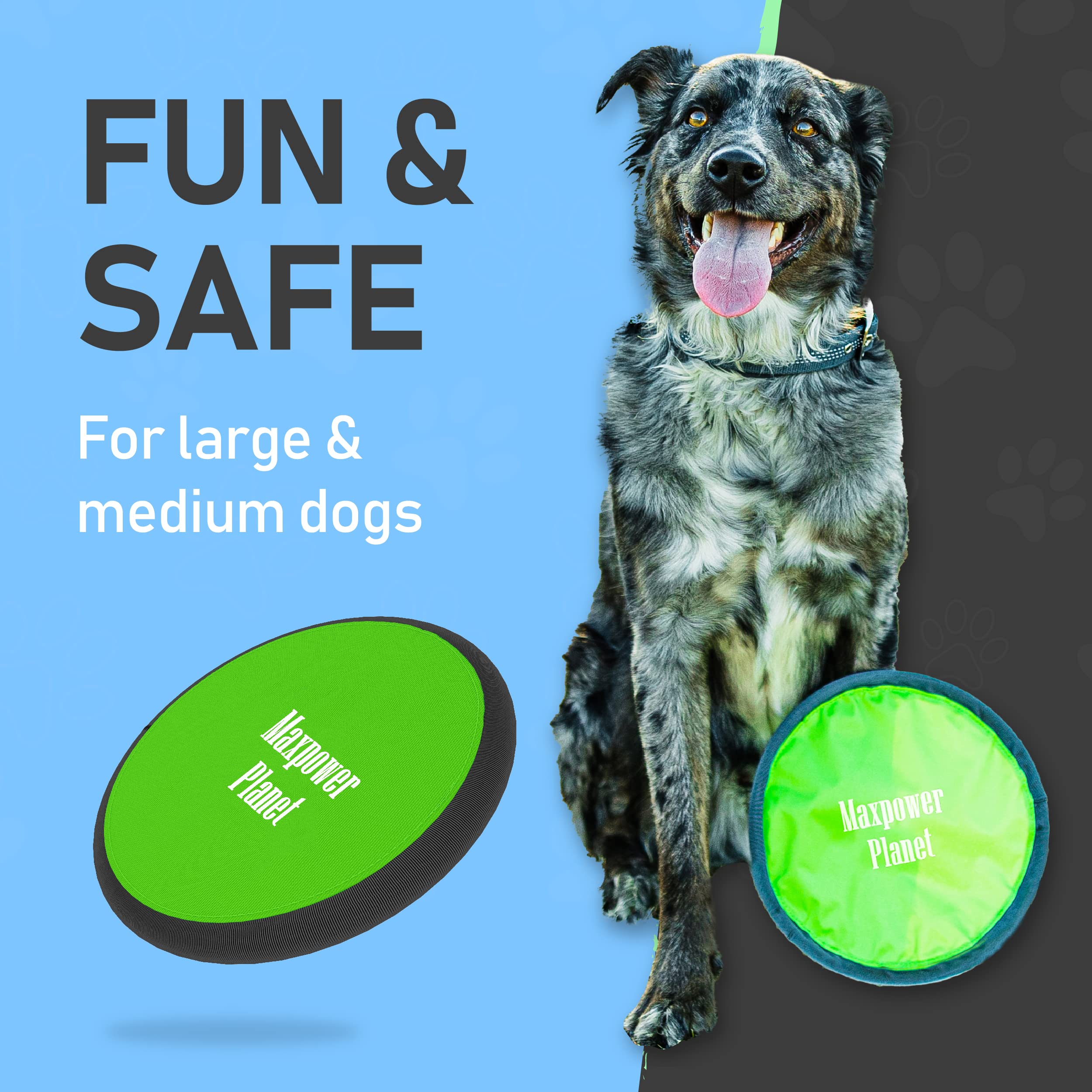 Maxpower Planet 10 Dog Flying Disc X2 Pack - Soft to Catch Dog Toy - Gliding Toy for Pets - Lightweight Flying Disc - Easy to Sp