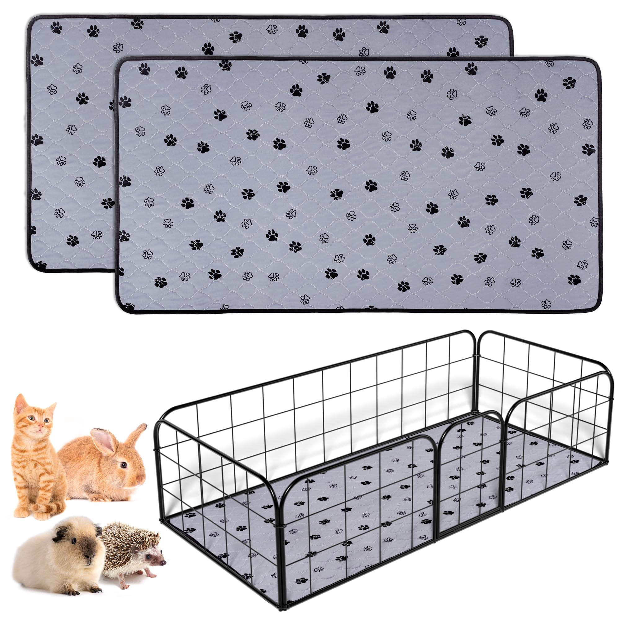 Fostanfly Non-Slip Washable Pee Pads For Dogs, 2 Pack 24''X47'' Ultra-Absorbent And Leak-Proof Washable Guinea Pig Pee Pads For 