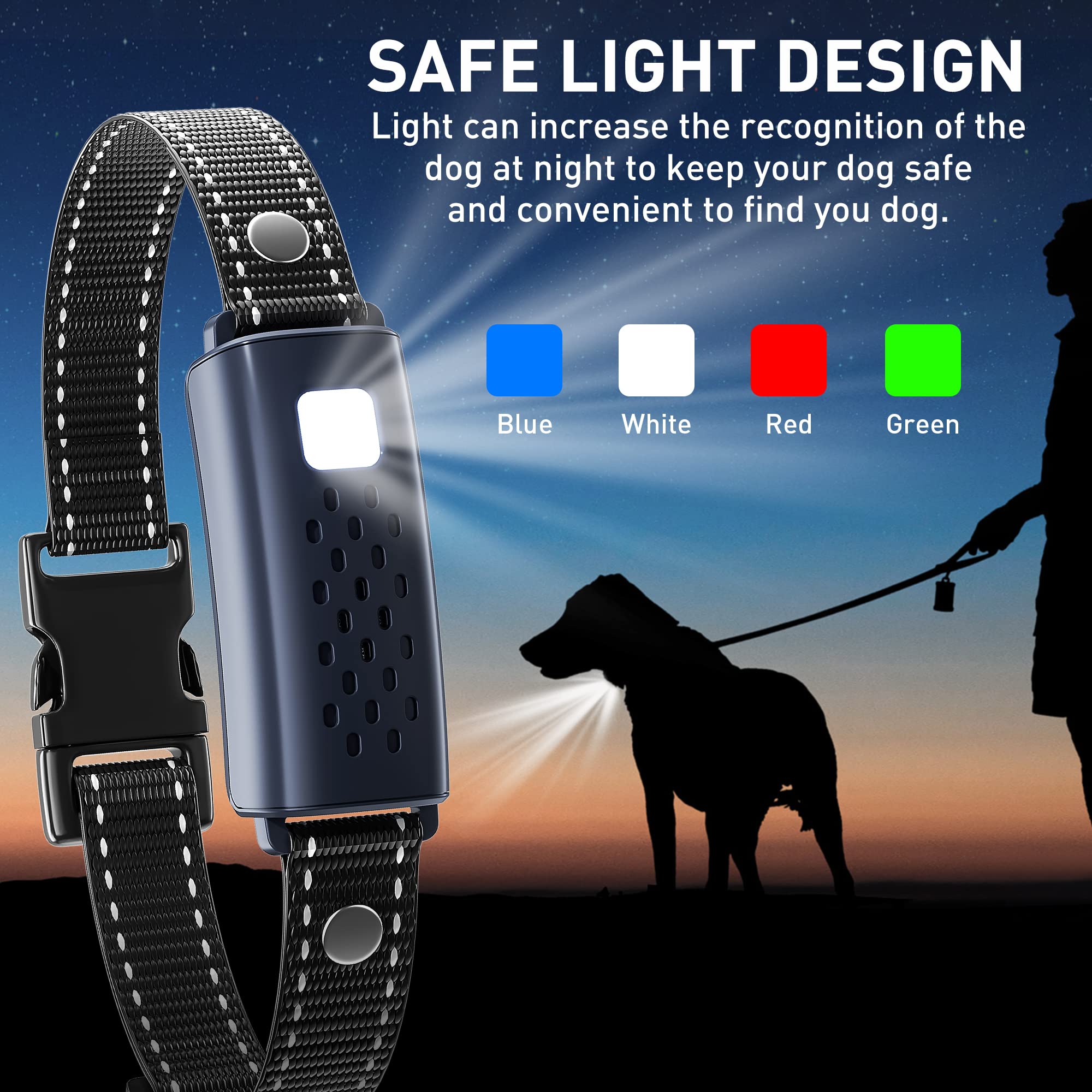 Dog Shock Collar With Flashing Light For Night Walks,Dog Training Collar With Adjustable Pitch Beep,Vibration,Shock And Keypad Lock,Dog Training Collar With Remote 4000Ft,Shock Collar Dog