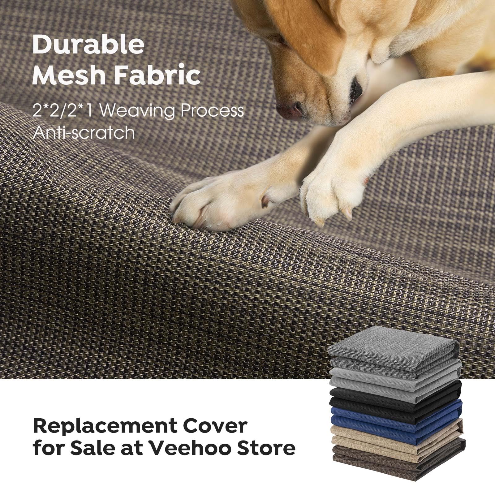 Veehoo Cooling Elevated Dog Bed, Portable Raised Pet Cot With Washable & Breathable Mesh, No-Slip Feet Durable Dog Cots Bed For Indoor & Outdoor Use, Large, Cwc1803-L