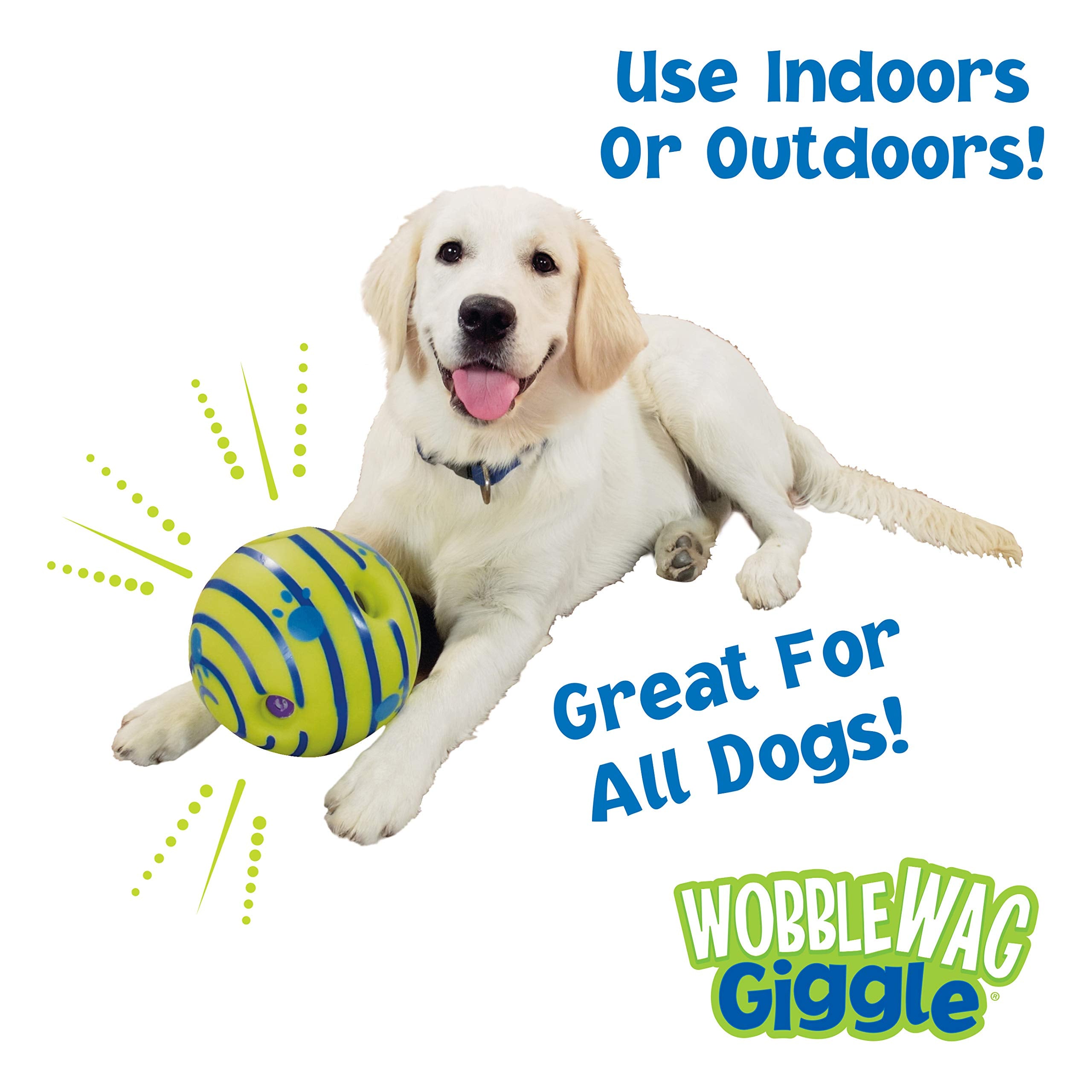 Wobble Wag Giggle Ball - Interactive Green Dog Toy with Fun Giggle Sounds for Playtime - As Seen On TV, One Size