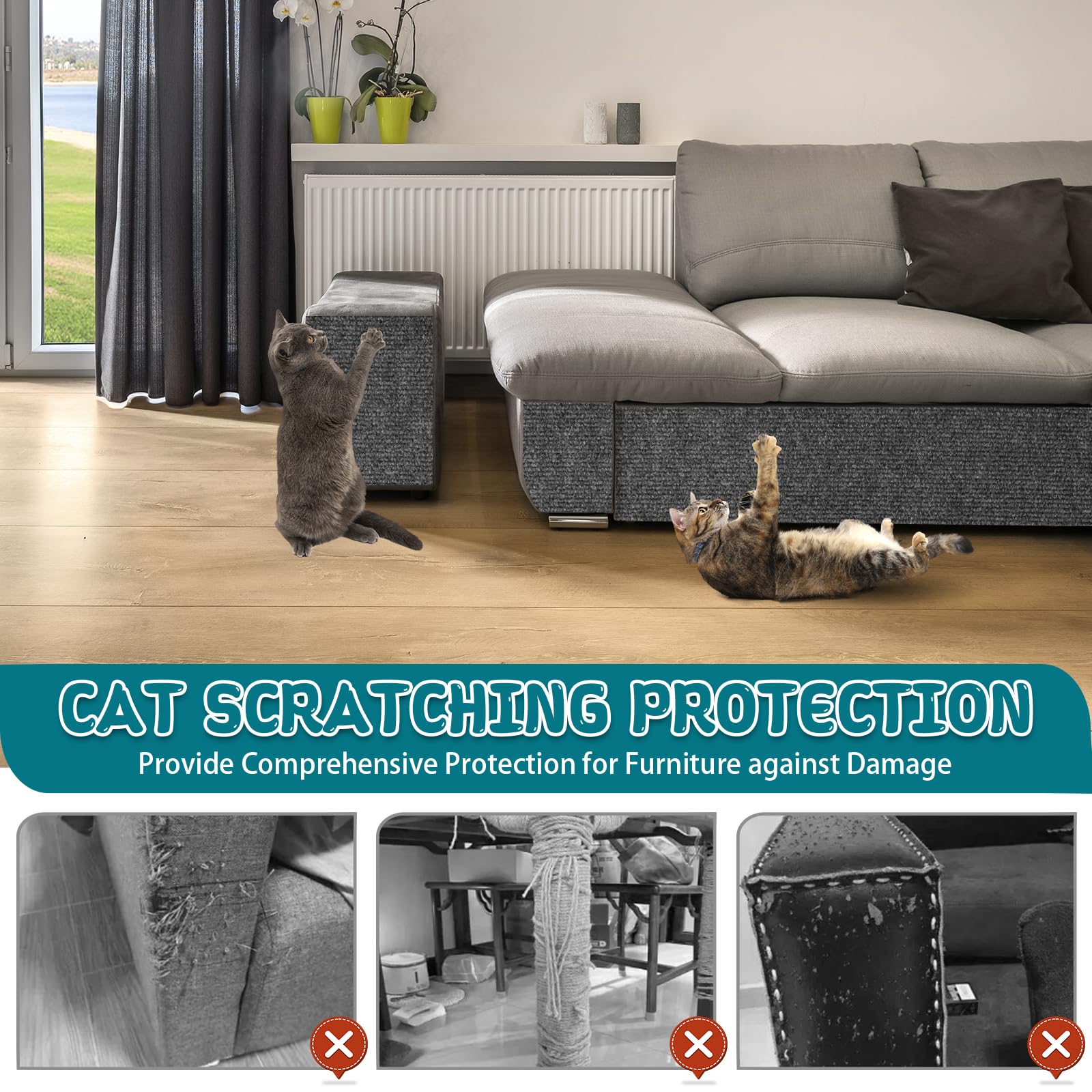 Climbing Cat Scratcher Mat Trimmable Cat Scratching Post Carpet 78.7' X15.8' Self Adhesive Carpet Mat Pad Replacement For Cat