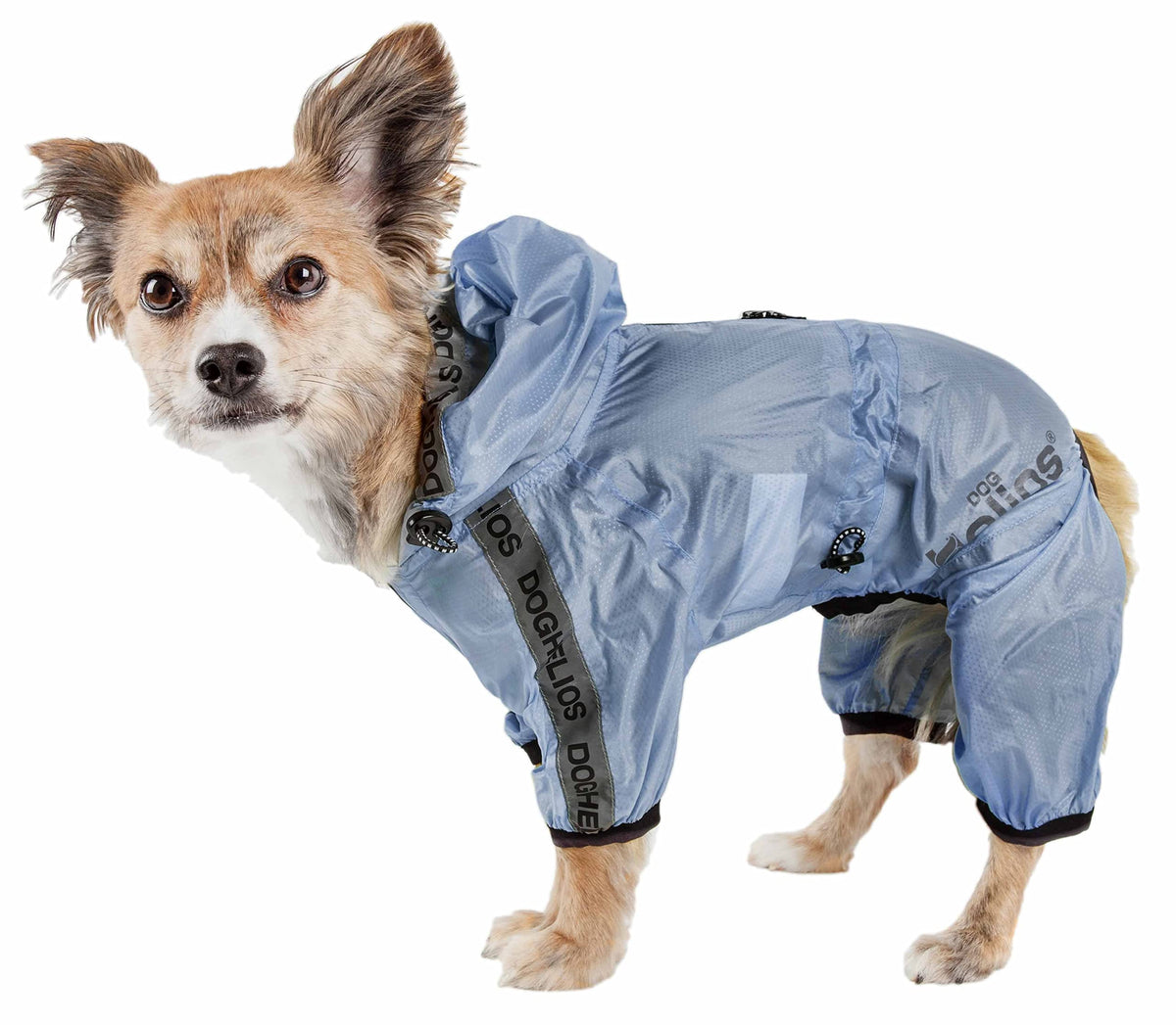 Dog Helios Torrential Shield Waterproof and Adjustable Full Body Dog Raincoat, XS, Blue