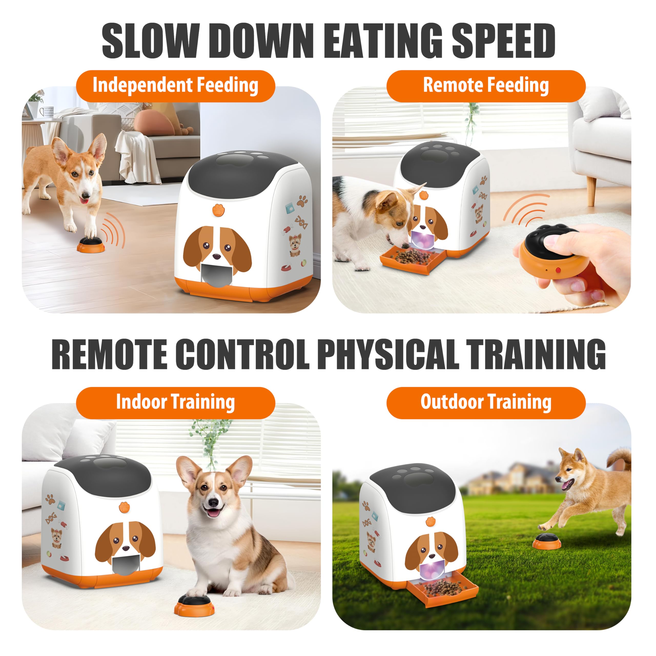 PICAPETS Dog Puzzle Feeder Toy - Remote Control Automatic Treat Dispenser with Light, Interactive IQ Training Slow Feeder, Large