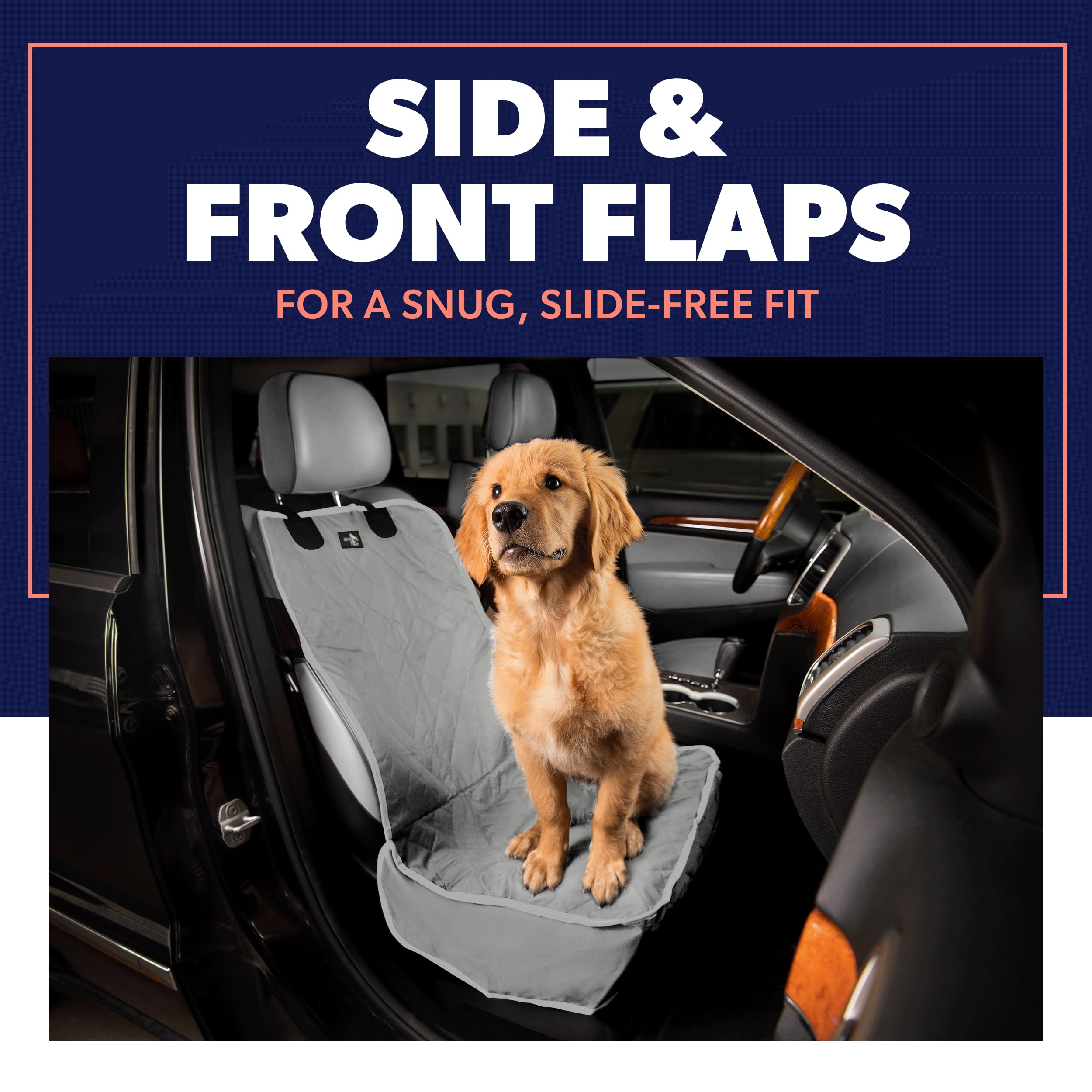 Active Pets Dog Car Seat Cover, Waterproof Front Seat Protector for SUV Truck Sedan, Pet Safety Travel Comfort System with Unive