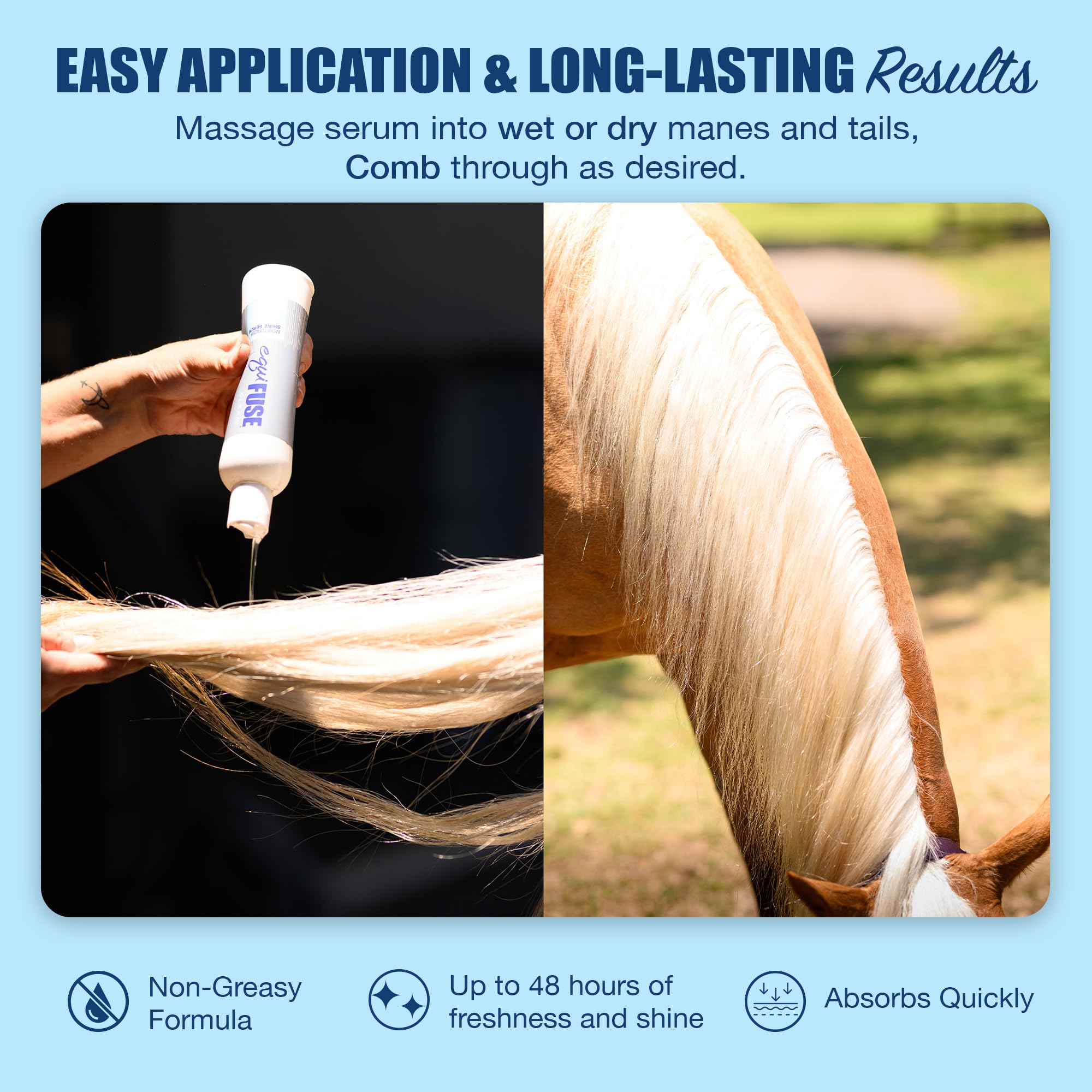 Equifuse Gleam Moisturizer + Shine Serum For Horses | Detangles Even The Unruliest Manes And Tails | Provides Long-Lasting Shine | 16Oz