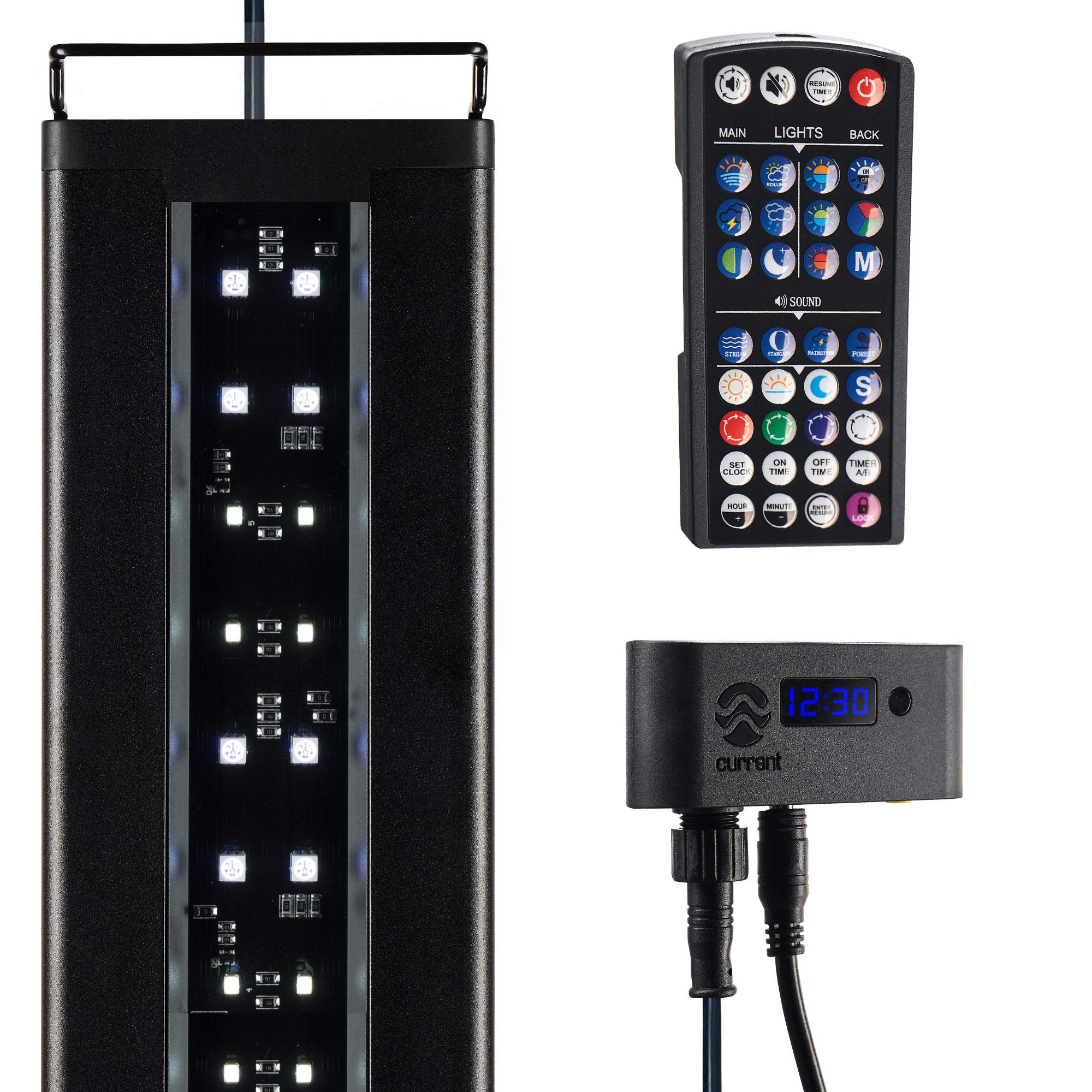Current USA 36-48'' Inch Satellite Freshwater LED Plus Full Spectrum RGB+W Light for Aquariums | Wireless 24 Hour Remote Control