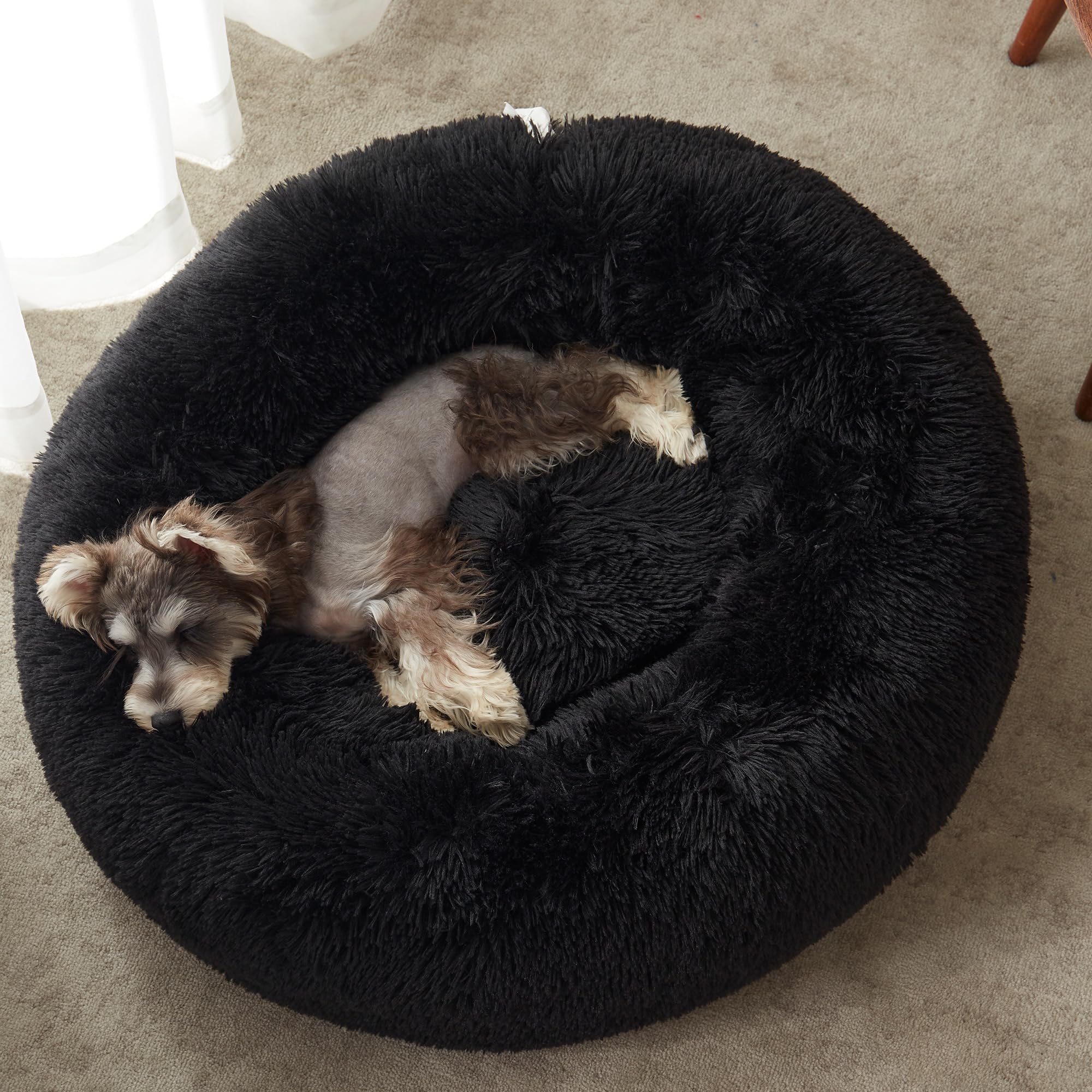 Western Home Faux Fur Dog Bed & Cat Bed (30'', Black)