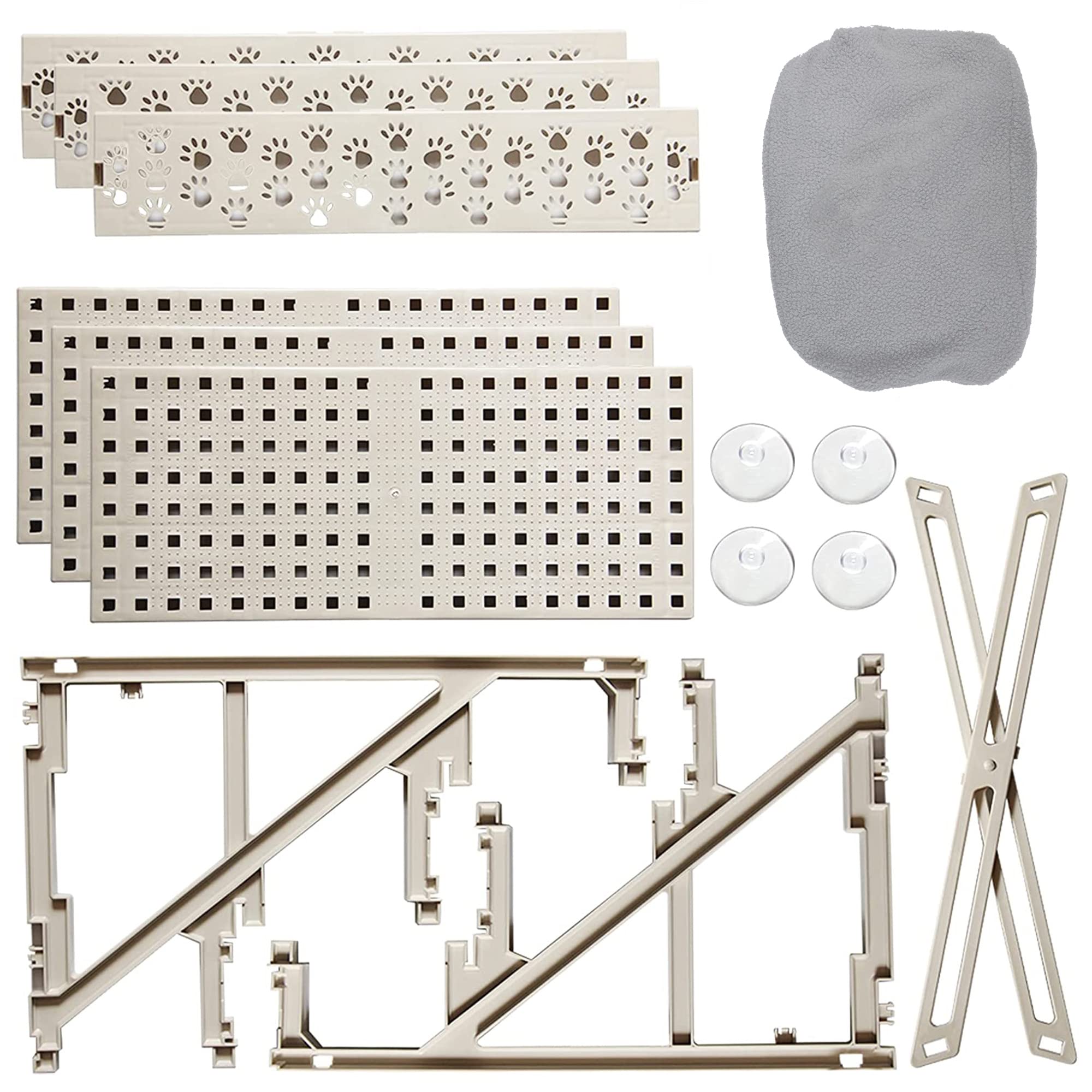 Yofit Doggy Steps - Non-Slip 3 Steps Pet Stairs For Cats And Dogs, Foldable Plastic With Washable Carpet Holds Up To 50 Lbs (Gra