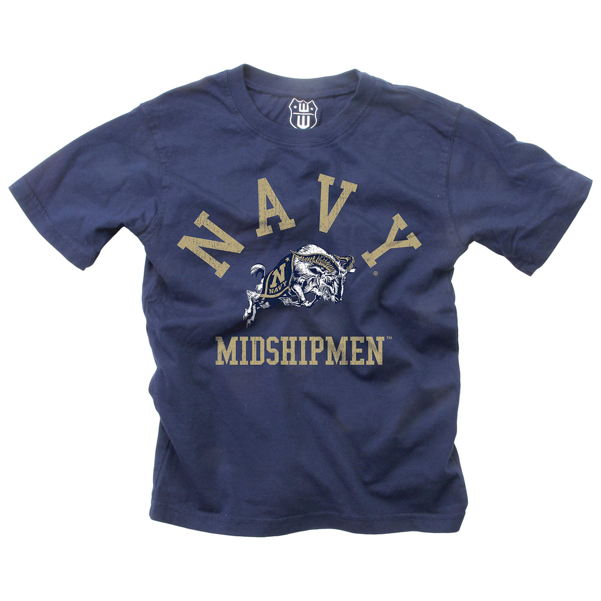 Wes And Willy Ncaa Kids Ss Organic Cotton Tee Shirt, Navy Midshipmen, Midnight, 6