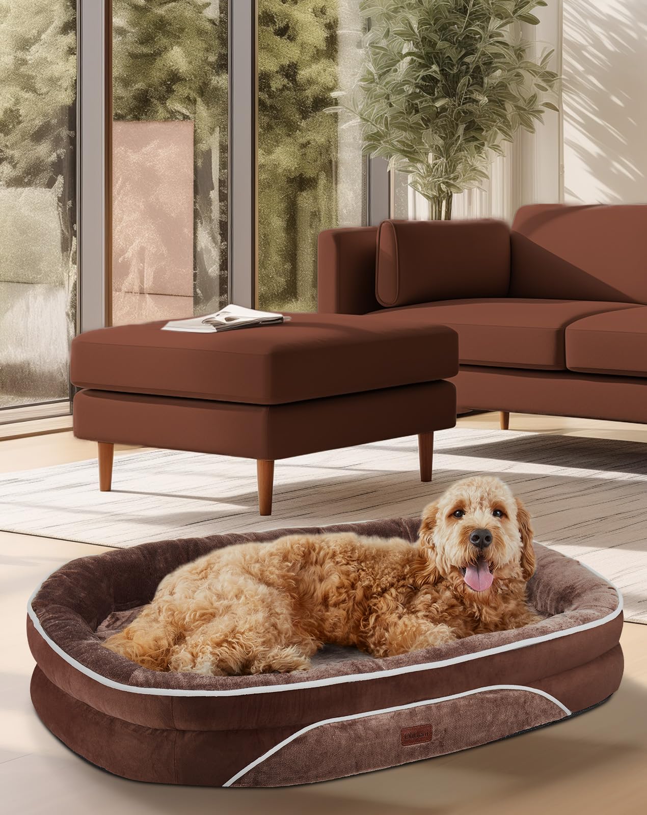 Ohgeni Orthopedic Big Dog Couch X-Large Sized Pet Beds For Fathers Gifts With Comfort Foam Support, Soft Indestructible Fabric, 