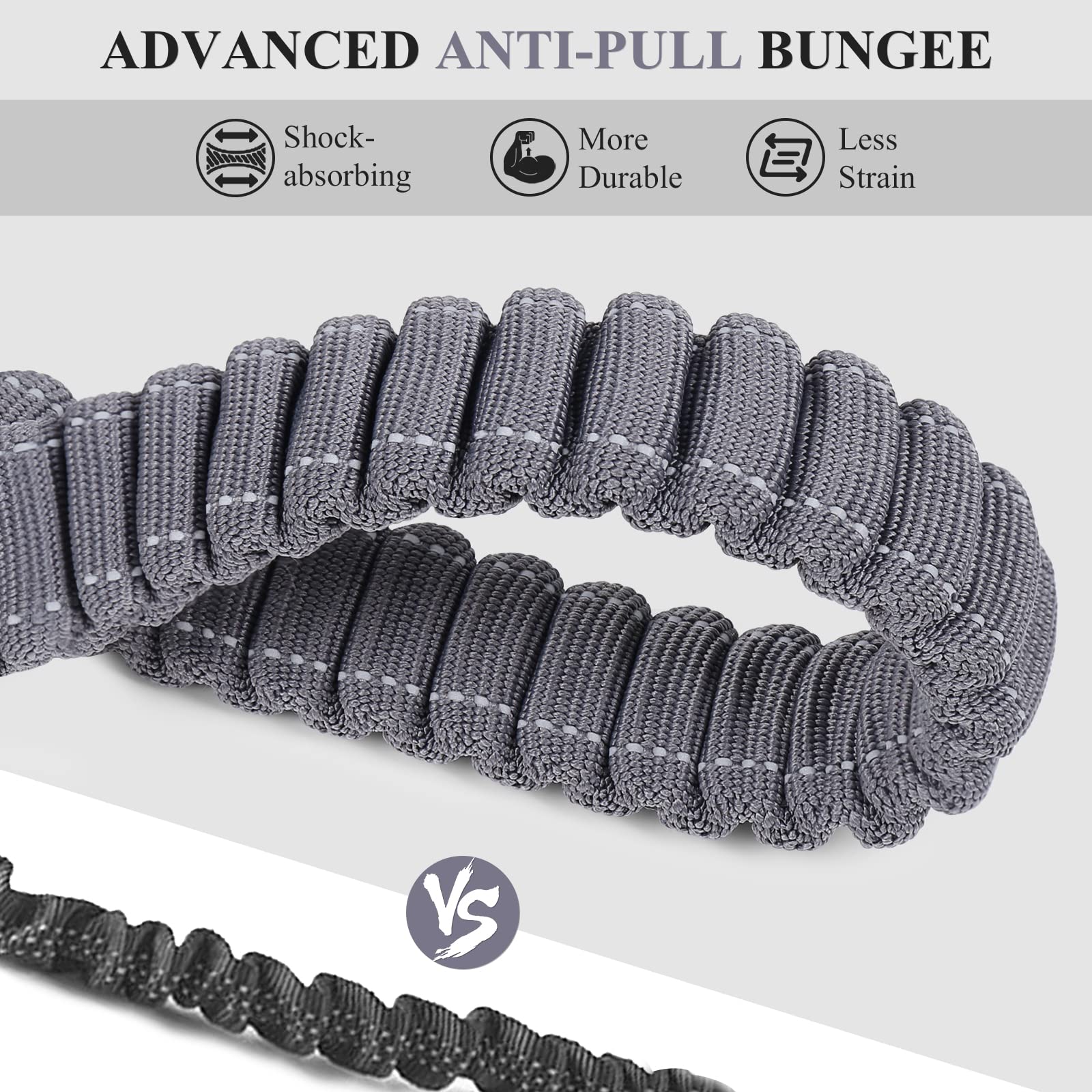 Vivaglory Hands Free Dog Leash, Shock-Absorbing Bungee Waist Leash For Medium & Large Dogs, Reflective Adjustable Running Leash