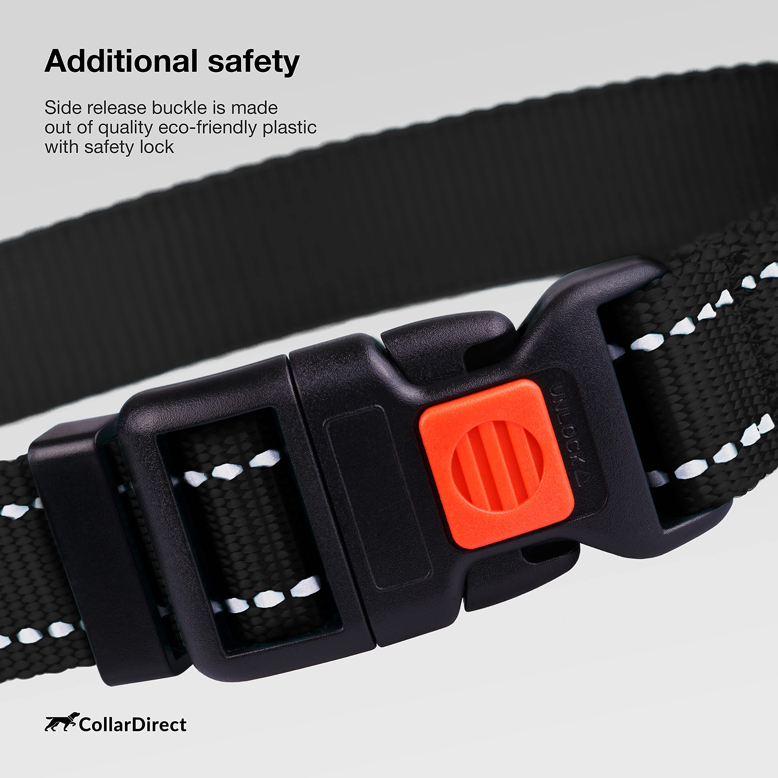 Collardirect Reflective Dog Collar For A Small, Medium, Large Dog Or Puppy With A Quick Release Buckle - Boy And Girl - Nylon Suitable For Swimming (10-13 Inch, Pink)