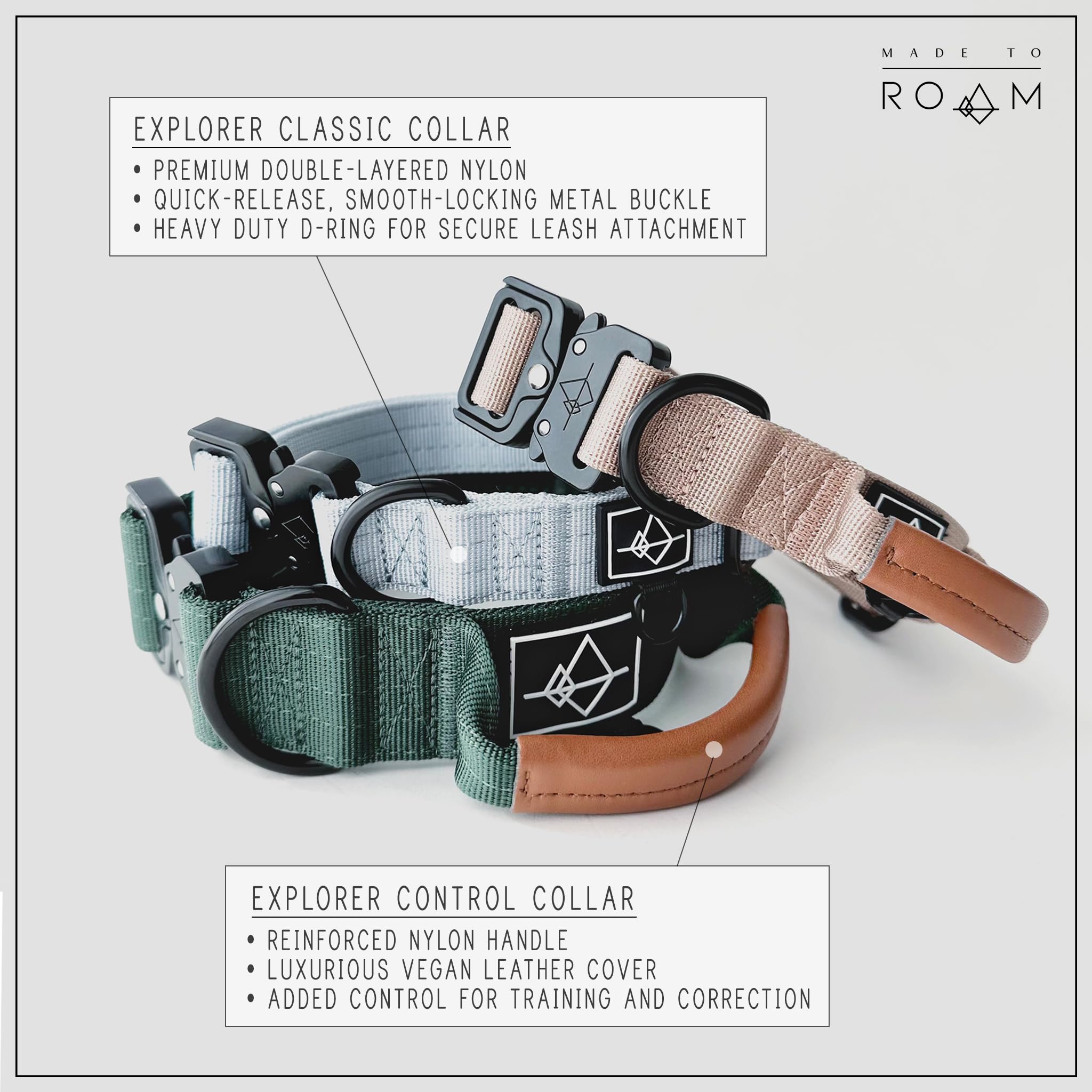 Made to ROAM Premium Dog Collar - Adjustable Heavy Duty Nylon Collar with Quick-Release Metal Buckle (New York Afterlight, Size