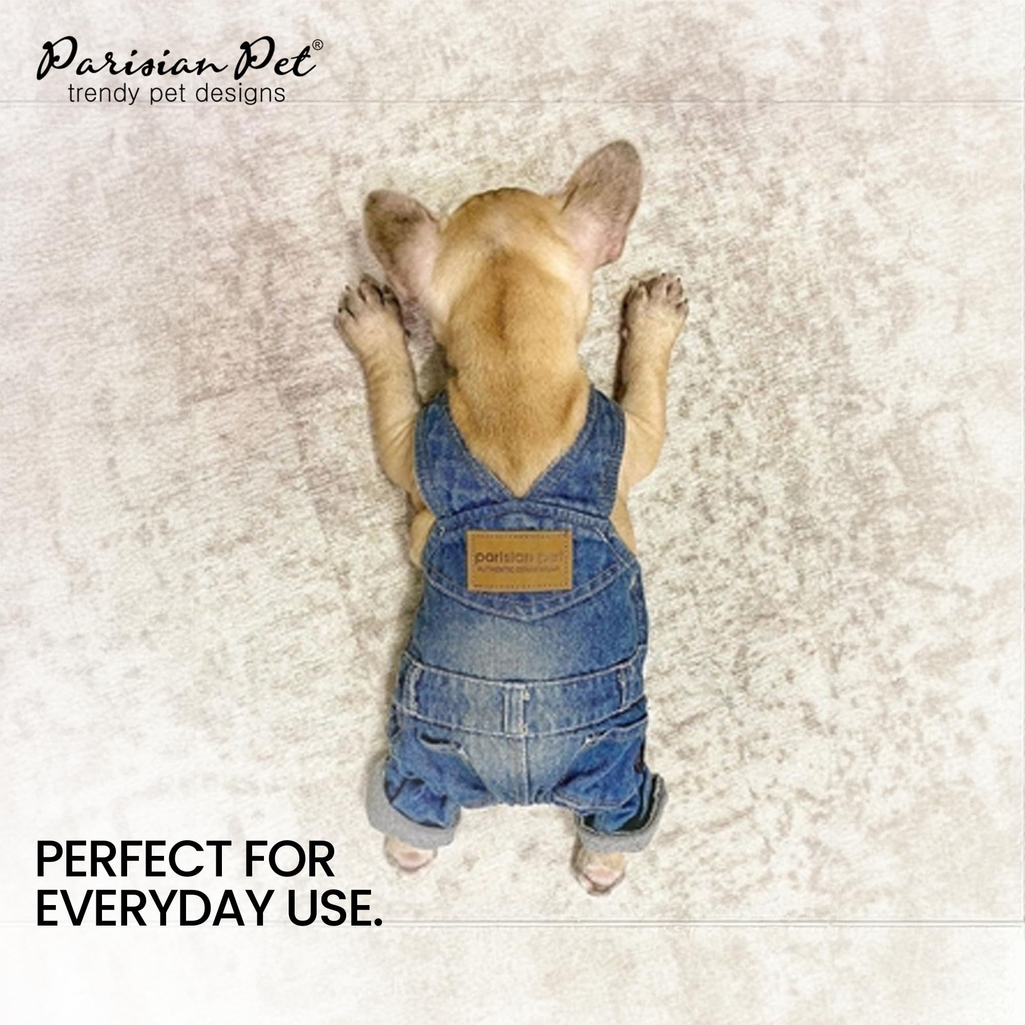 Parisian Pet Denim Overall - Blue Dog Jeans Outfit - Breathable Puppy Jumpsuit Costumes - Machine Washable Overall For Dogs - Do