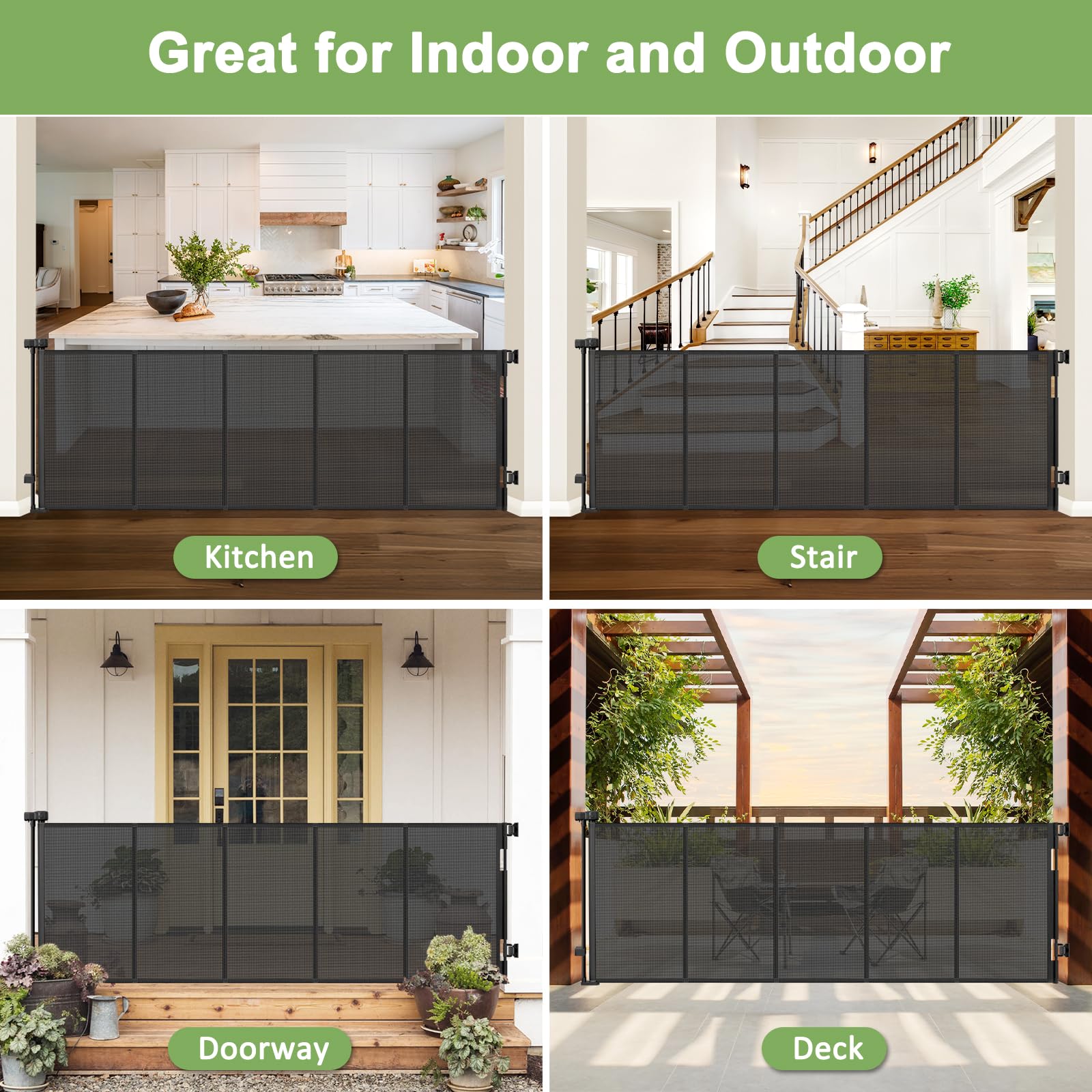Reinforced 100 Inch Extra Wide Retractable Dog Gate for The House Extra Wide Retractable Baby Gates Extra Wide Retractable Pet G
