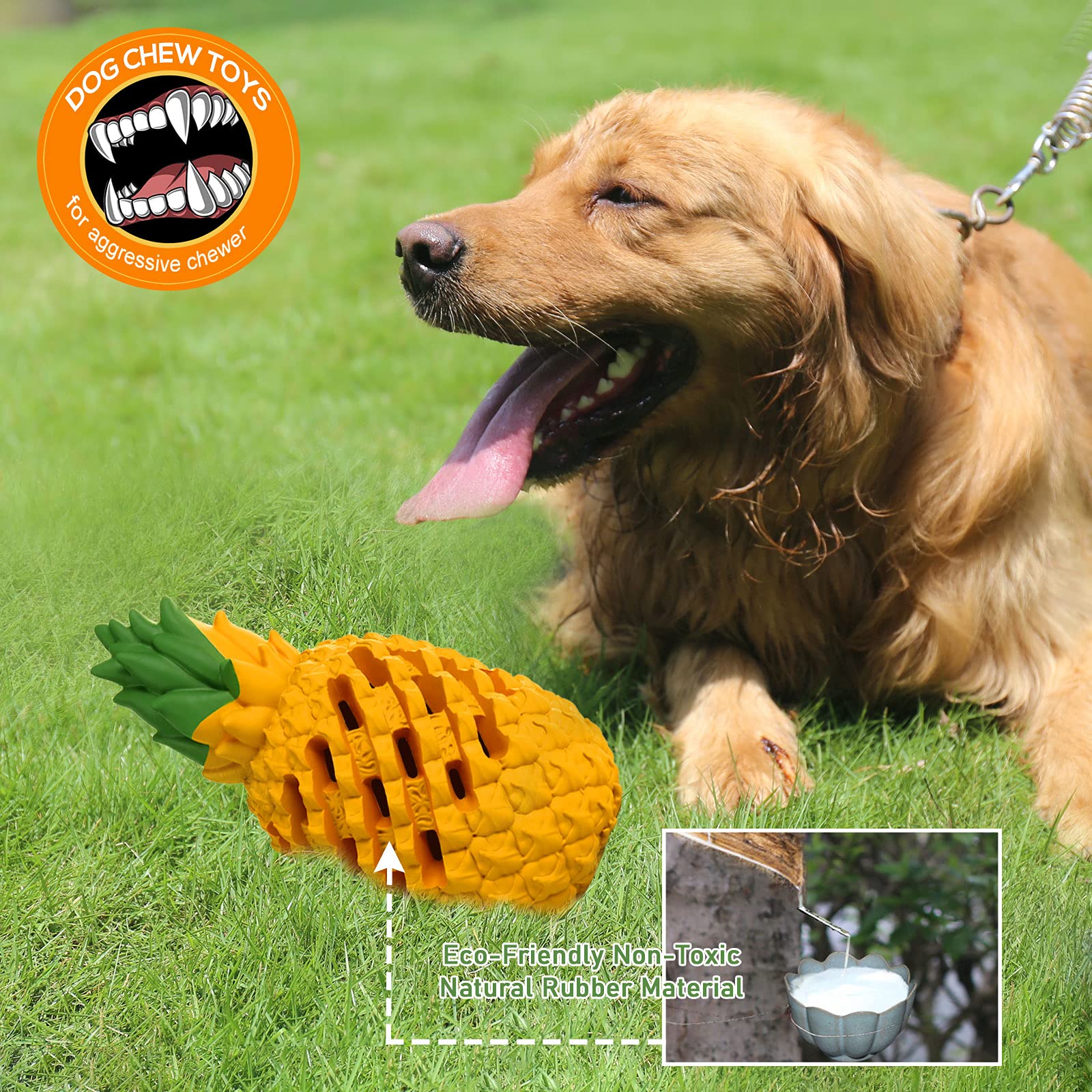 M.C.Works Dog Toy For Aggressive Chewers Large Breeds, Indestructible Pineapple Dog Toys, Tough Treat Dispensing Toys For Small