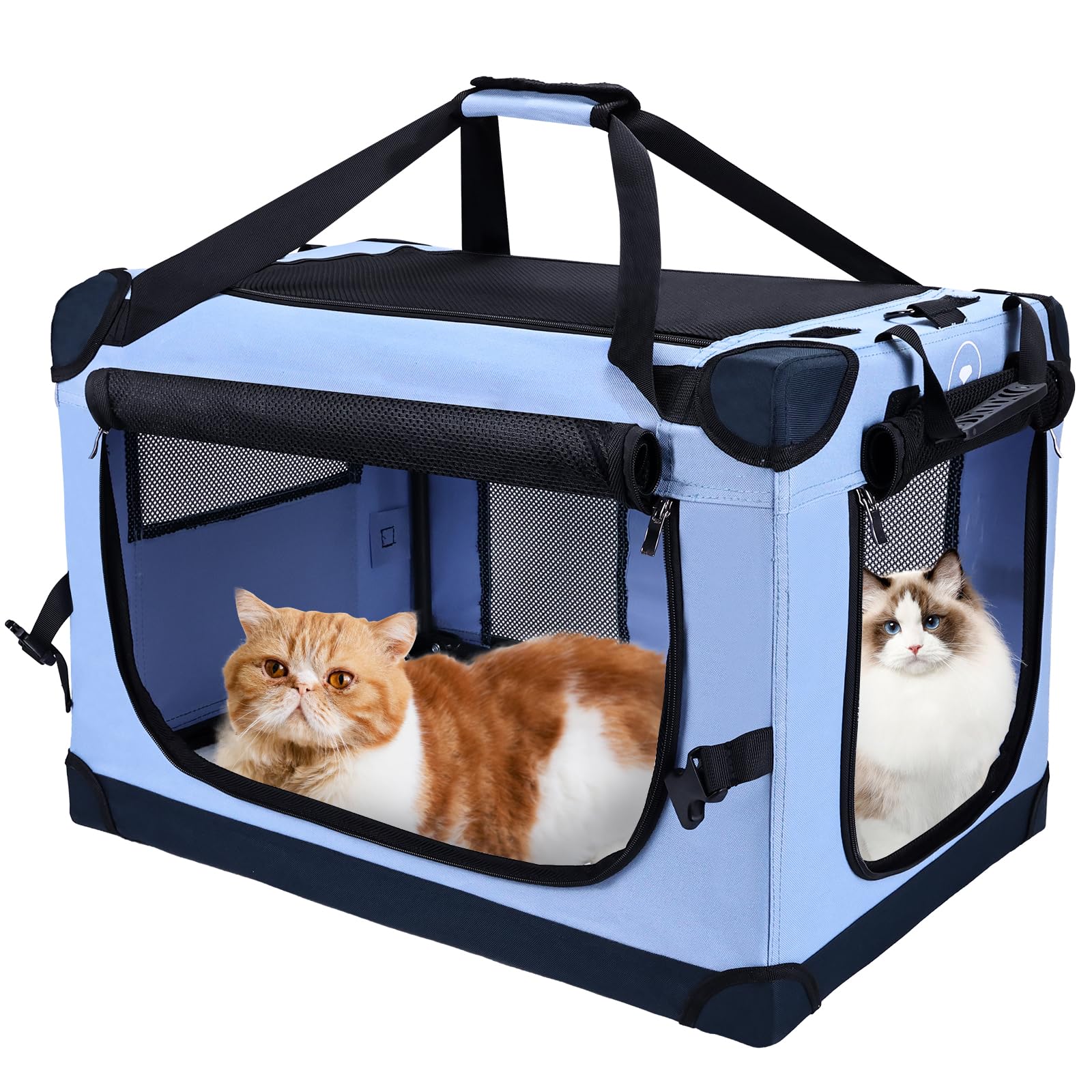 Pegic Large Cat Carrier For Car Travel, Pegic Soft Sided Collapsible Pet Carrier For Outdoor And Indoor Uses, Roomy Extra Large 