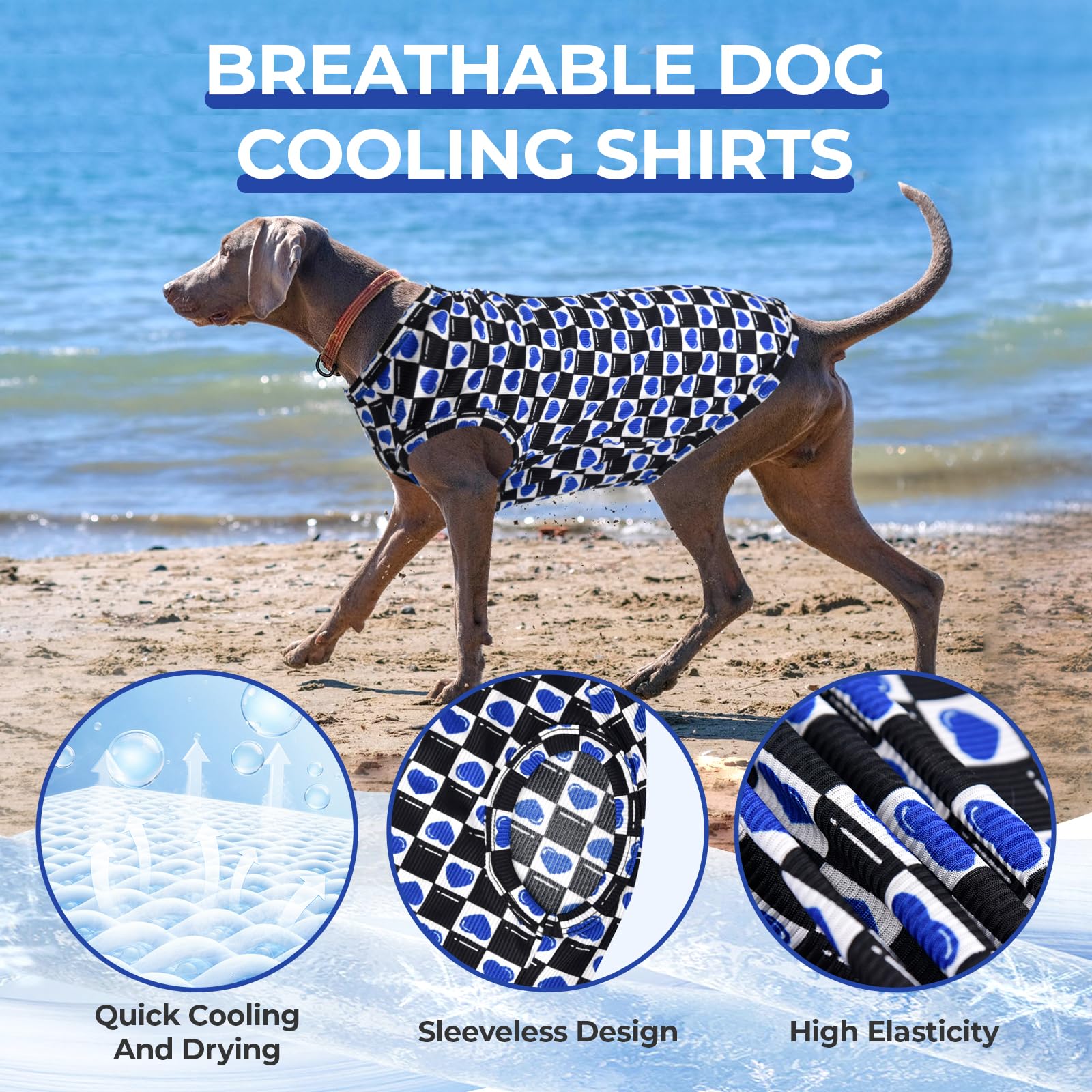 Y-Blue Dog Cooling Vest, Quick Dry Dog Summer Clothes Pet Vest Puppy Shirts, Sleeveless Dogs Cooling T-Shirts For Small Medium L