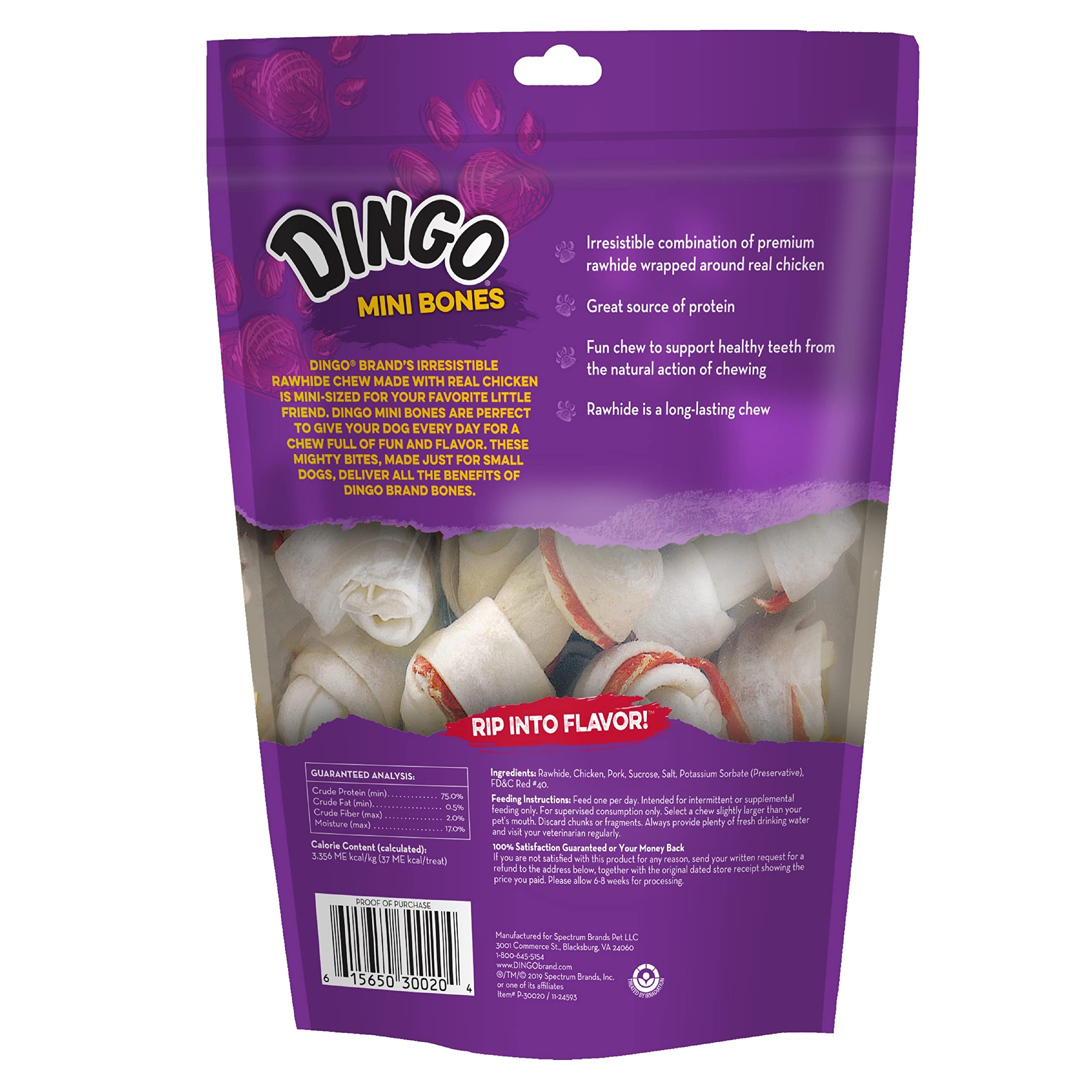 Dingo Mini Bones 7 Count, Rawhide For Dogs, Made With Real Chicken