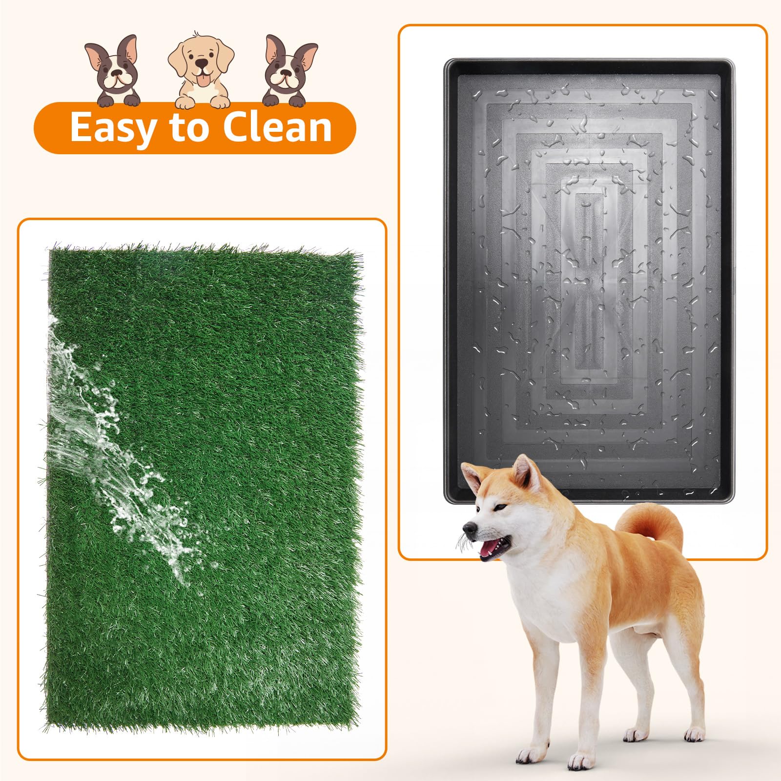Loobani Dog Grass Pad With Tray - Dog Litter Box - Indoor Potty For Apartment And Patio Training - With 2 Packs Grass Pee Pads F