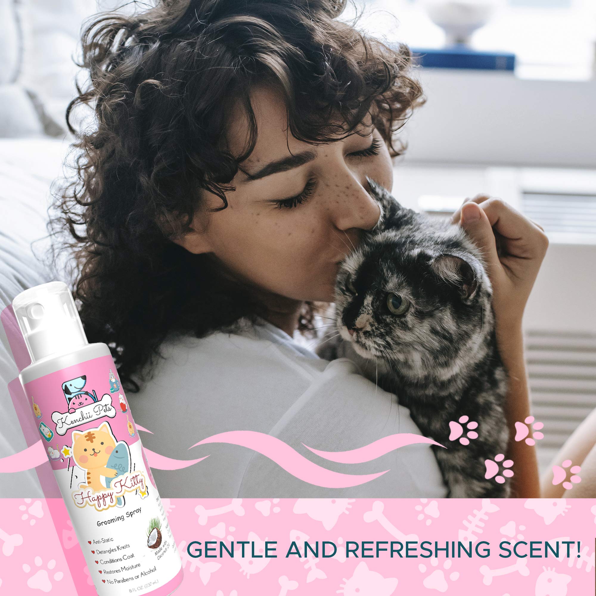 Professional Pet Grooming Spray For Kittens And Cats | All-Natural Scented Moisturizing Cat Detangler Spray | Kitten Conditioner