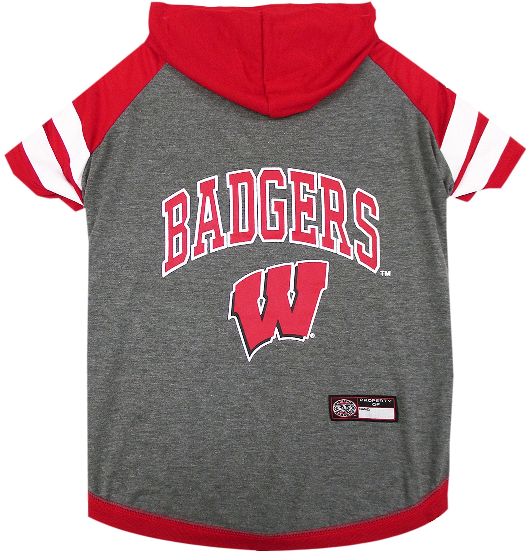 NCAA Wisconsin Badgers Hoodie for Dogs & Cats, Medium Collegiate Licensed Dog Hoody Tee Shirt. Sports Hoody T-Shirt for Pets. Co