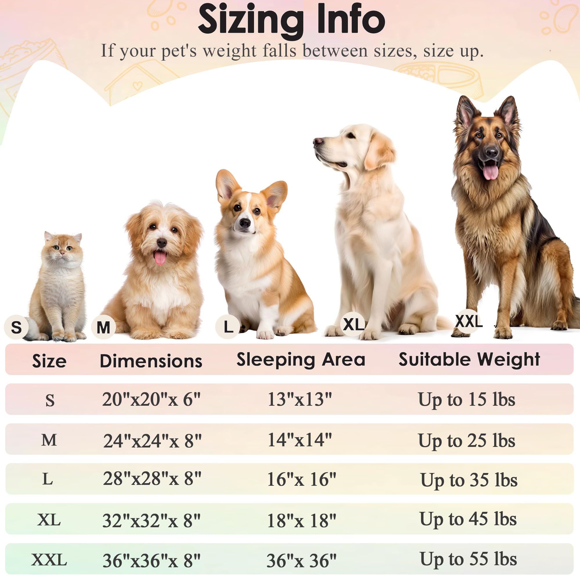 Dogs Bed for Small Dogs, Anti-Anxiety Washable Round Bed (Rainbow, 24.0 L x 24.0 W x 8.0 Th)