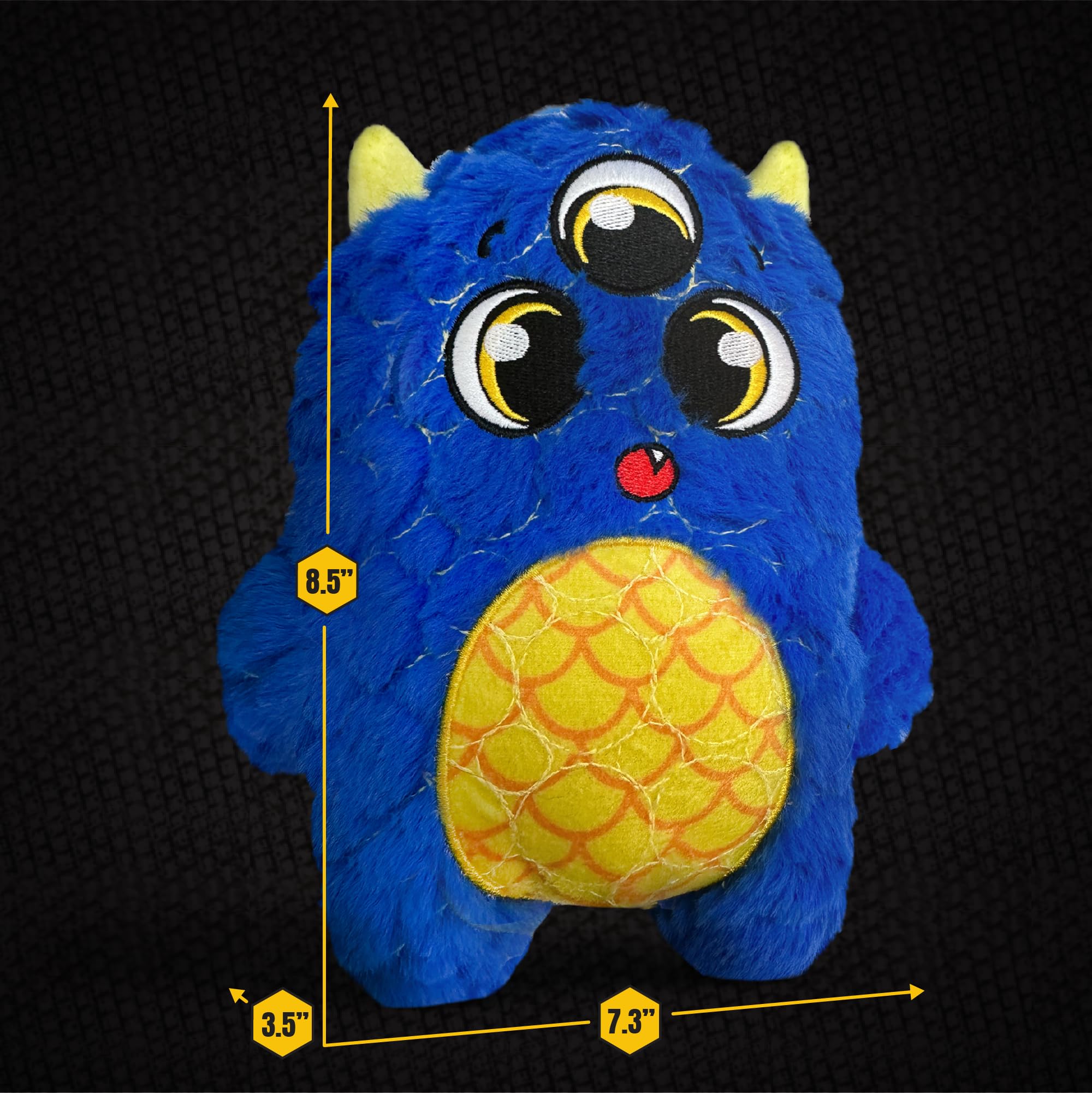 Bite Force - Durable & Strong Dog Toy Blue Furocious Frank Monster with Squeaker, Kevlar-Reinforced Seams for Aggressive chewers