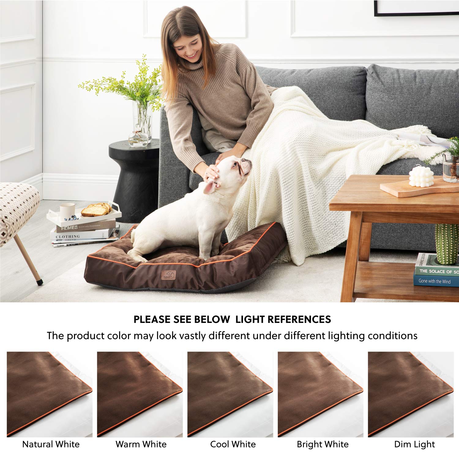 Bedsure Waterproof Dog Bed For Medium Dogs - 4 Inch Thicken Up To 45Lbs Pet Mat Pillows With Removable Washable Cover, Brown