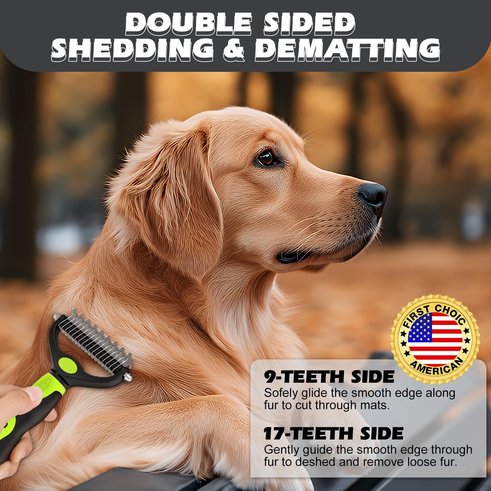 3PCS Dog Grooming Kit I Dog Brush for Shedding I Deshedding Dog Brush I Metal Dog Comb I Dog Bath Brush I Undercoat Rake for Dog