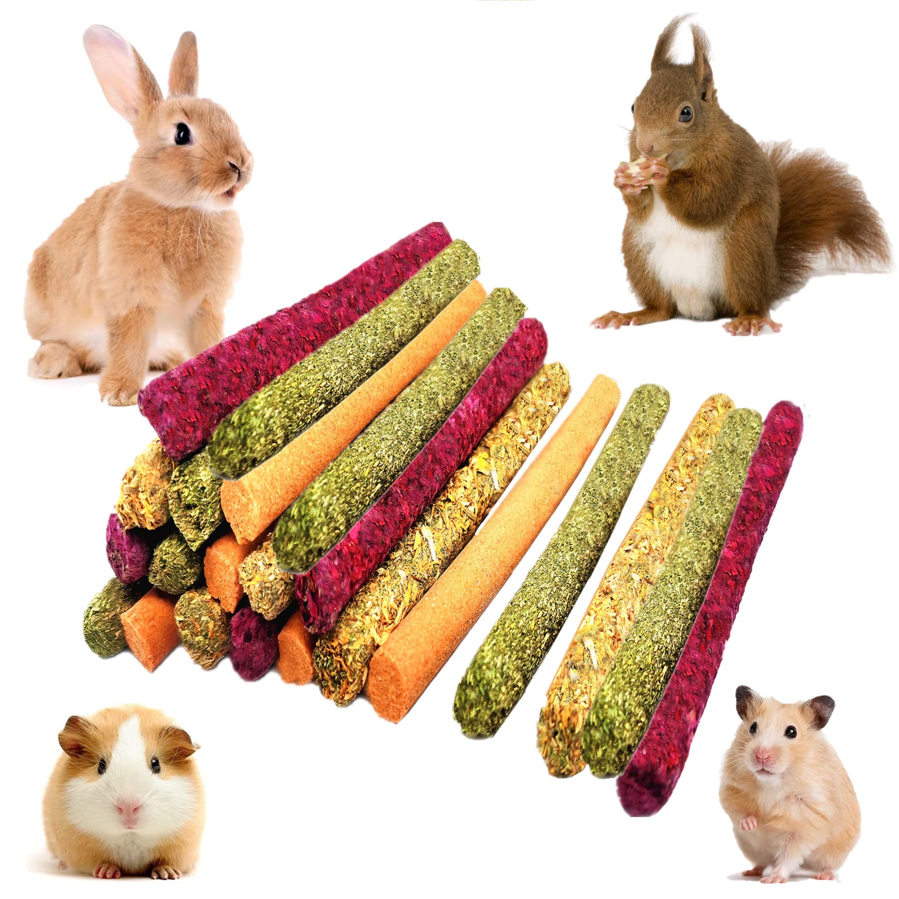 Grembeb Rabbit Toys,Timothy Hay Stick For Guinea Pig Toy Bunny Chew Toys For Teeth Grinding Hamster Alfalfa Bite Treat Rabbit Mo