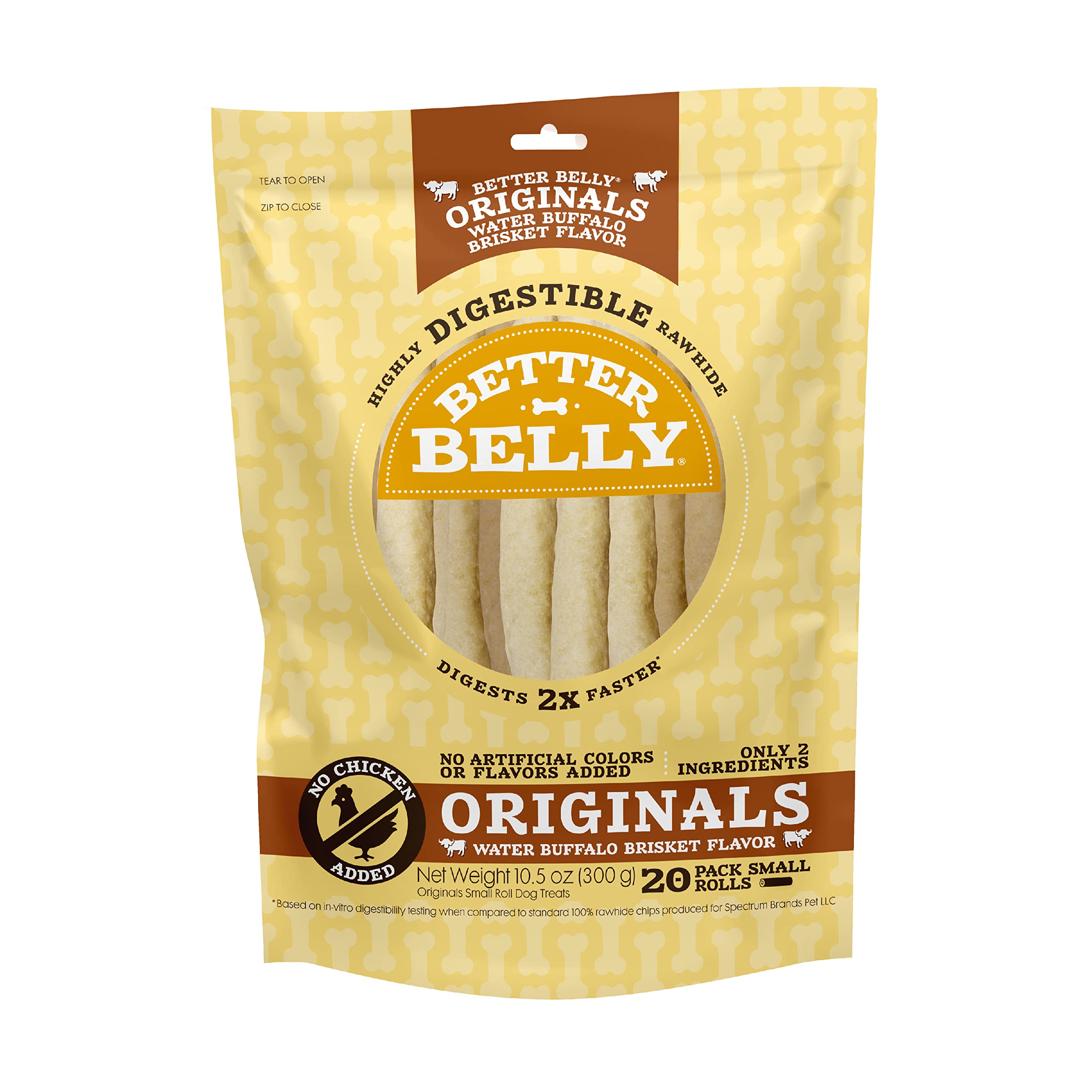 Better Belly Highly Digestible Rawhide Small Roll Chews, Treat Your Dog to a Chew with NO Artificial Colors or Flavors