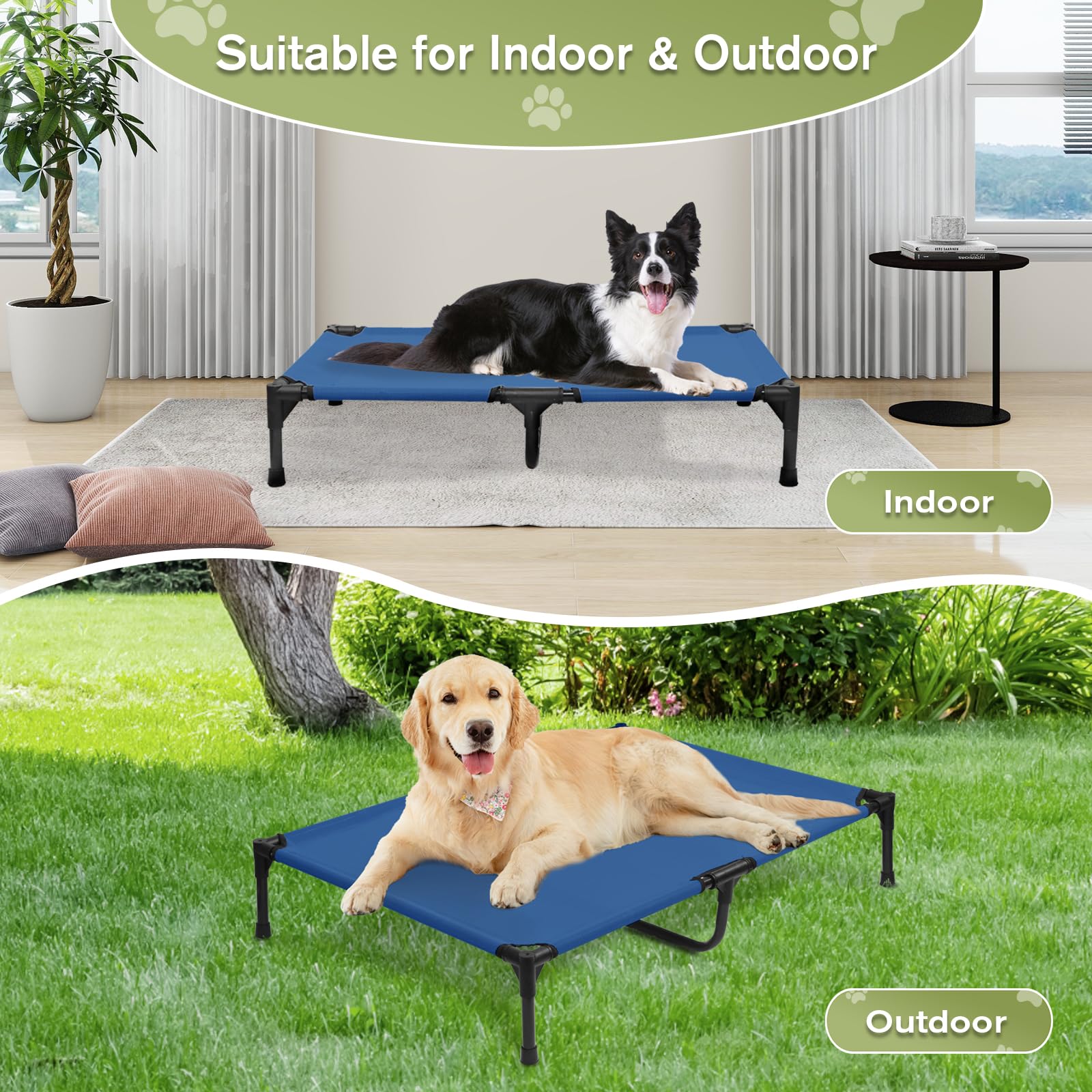 Xl Outdoor Elevated Dog Bed, Extra Large Raised Dog Beds Off Ground, Stable Lifted Pet Cot Training Platform With Non-Slip Feet,