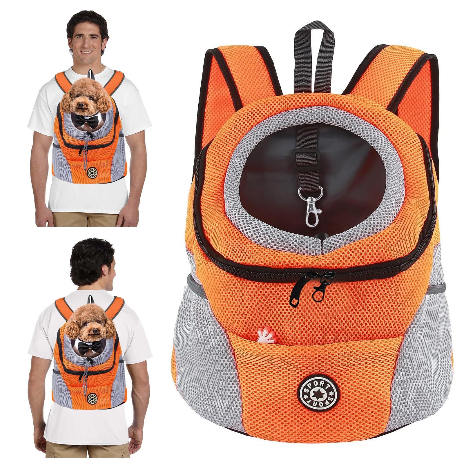 PETCUTE Pet Carrier Backpack,Breathable Dog Backpack Carrier with Adjustable Straps,Side Storage Pockets,Dog Head-Out Backpacks 