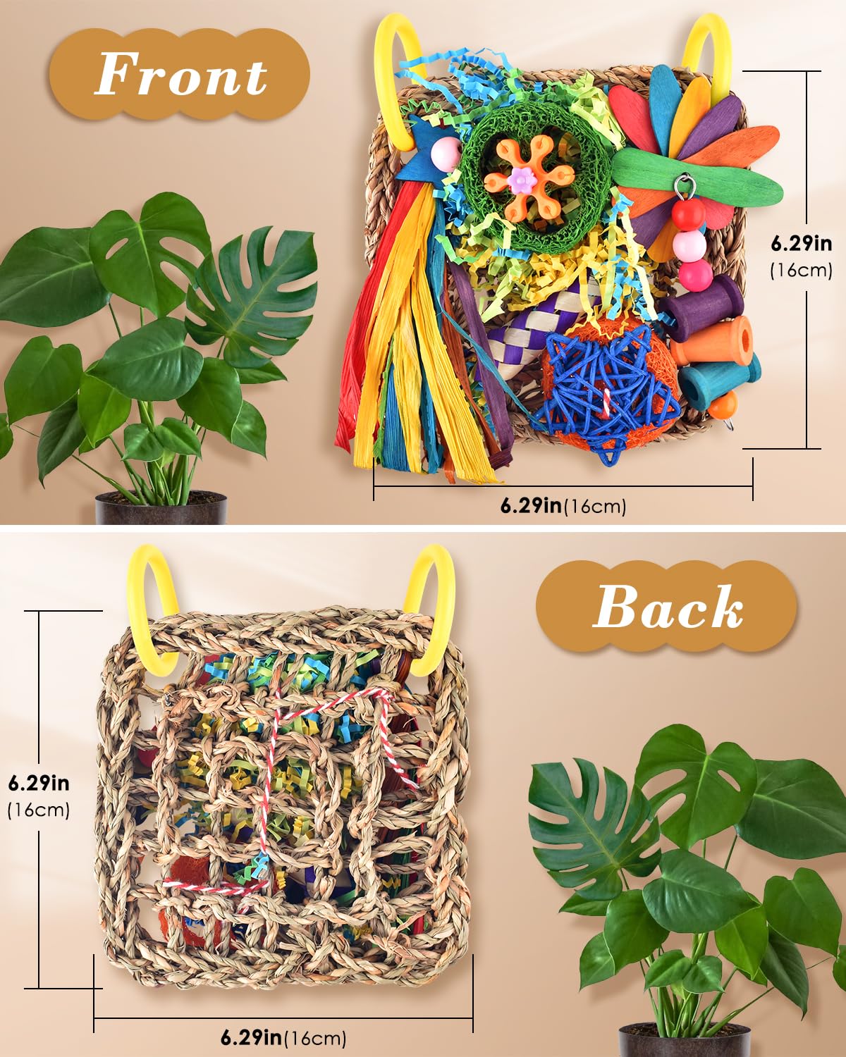 Erkoon Bird Cockatiel Toys Foraging Toys Hanging Parrot Toys For Lovebrid Parakeets Conures Bird Foraging Wall With Colorful Toy