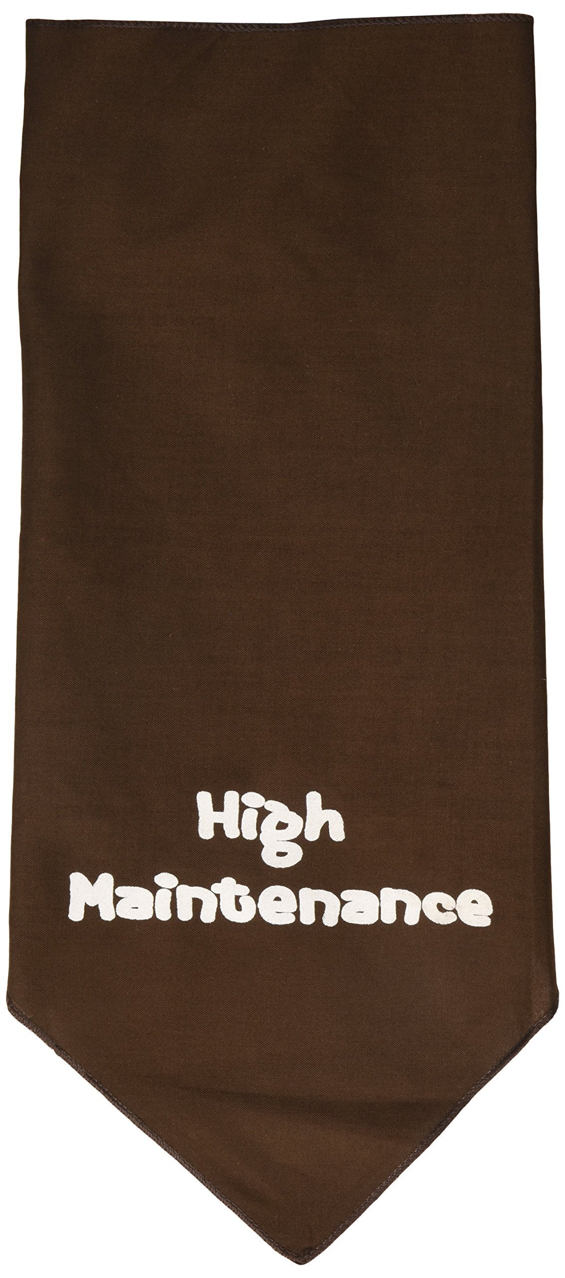 Pet and Dog Bandana Screen Printed, &quot;High Maintenance&quot; Cocoa Large