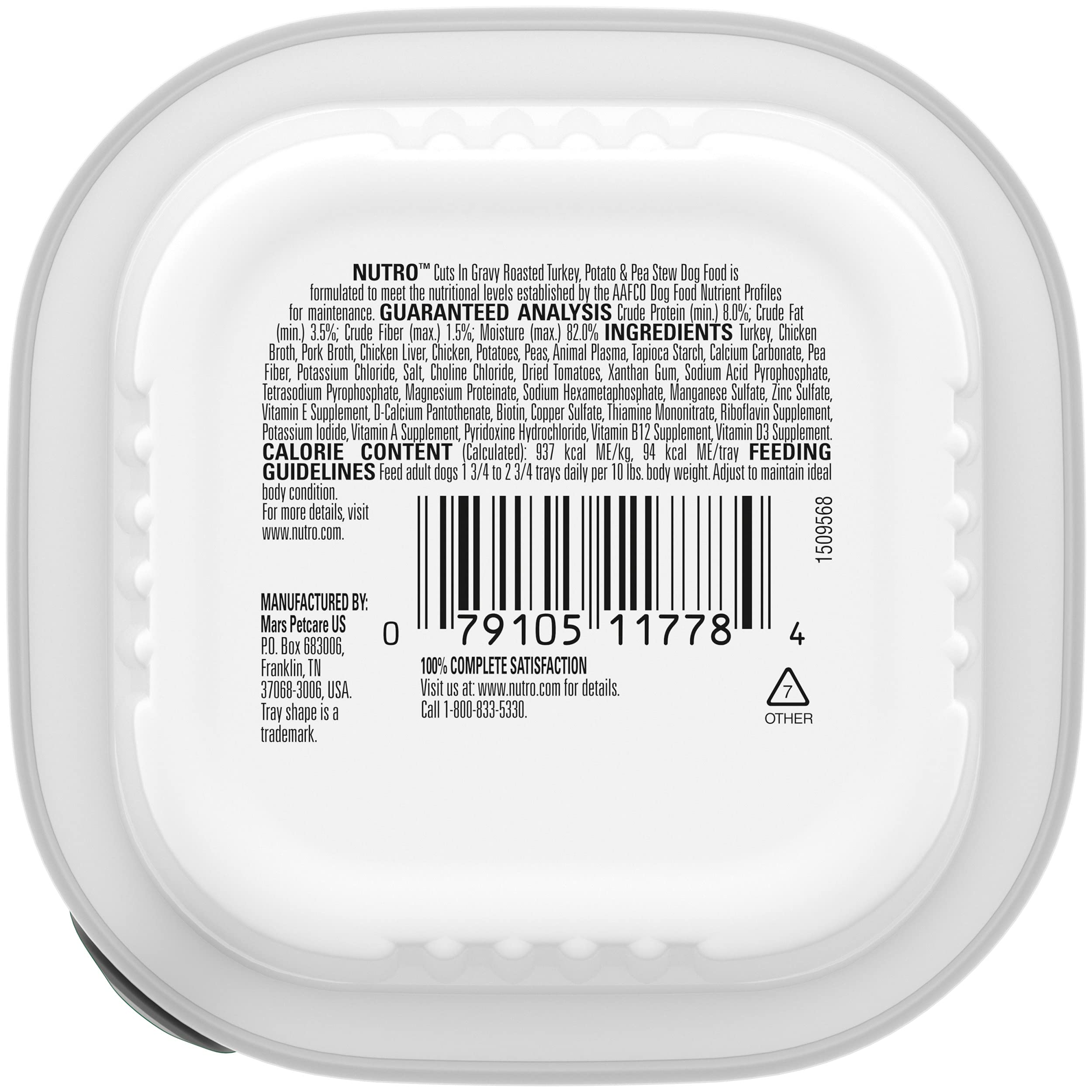 Nutro Adult Natural Grain Free Wet Dog Food Cuts in Gravy, Roasted Turkey, Potato & Pea Stew Recipe, 3.5 oz. Trays (24 Count, Pa