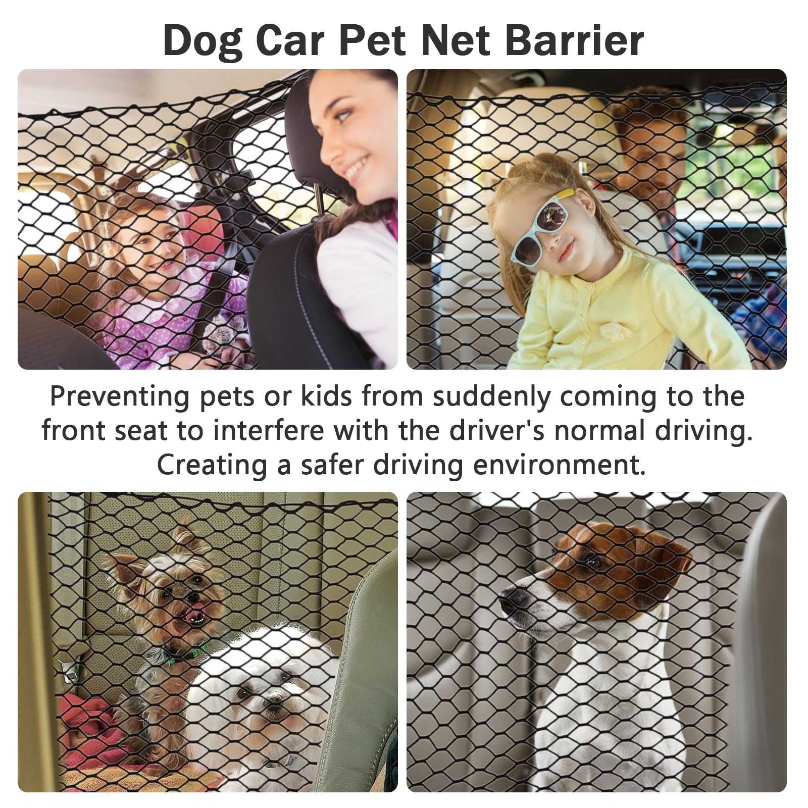 Dog Car Net Barrier For Suv - Pet Car Divider Back Seat Barrier Net, Easy To Install And Remove,Adjustable Car Dog Divider For T