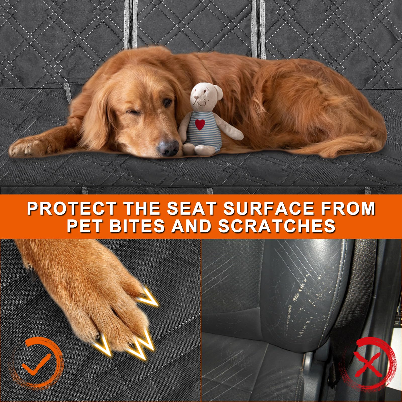 Kistrba Dog Car Seat Cover Compatible With Honda Civic 2012-2025, Waterproof Pet Bench Seat Cover For Back Seat, 600D Heavy Duty