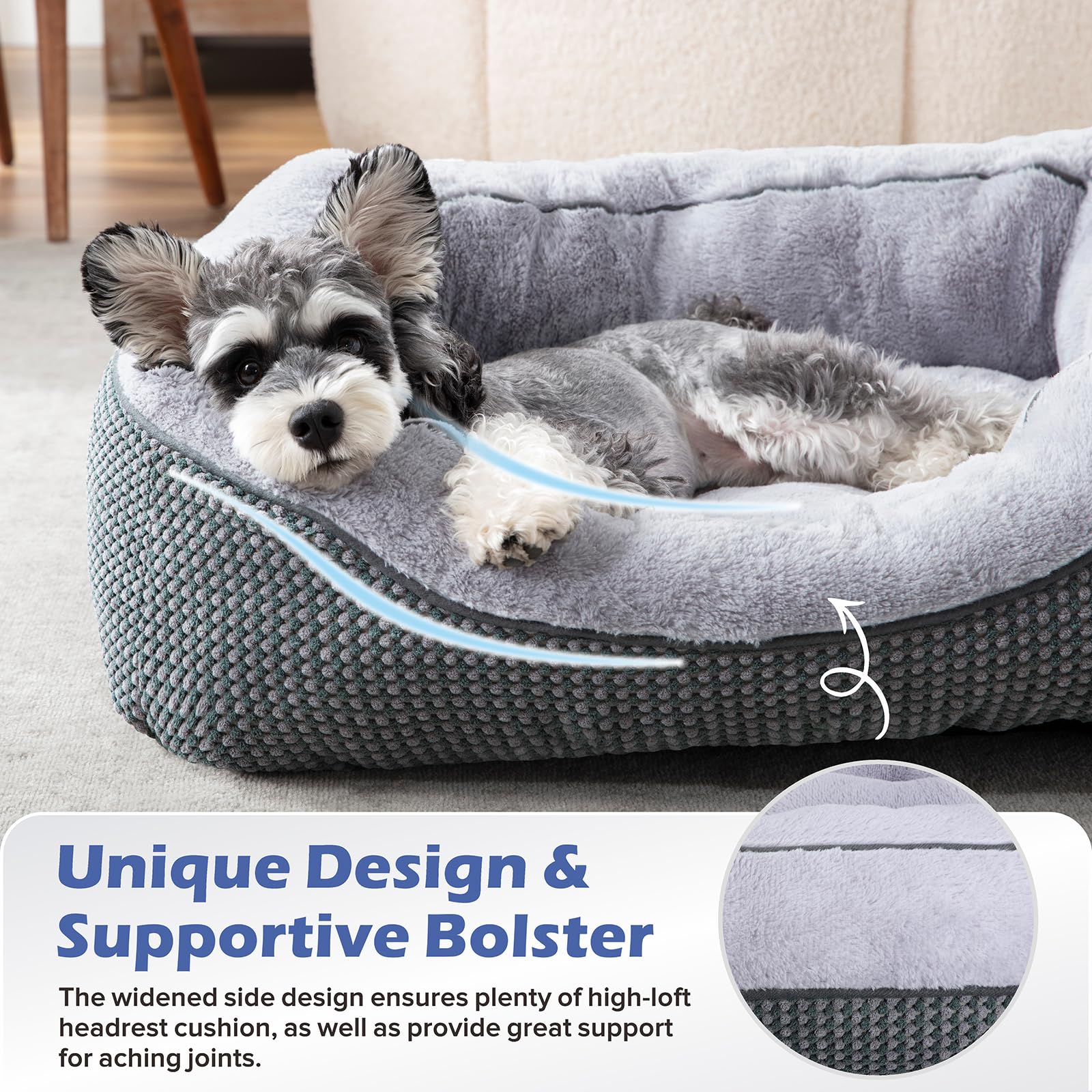 Invenho Dog Bed For Small Dogs - Washable, Orthopedic, Calming & Warming - Durable Pet Bed With Anti-Slip Bottom (25'X21'X8')