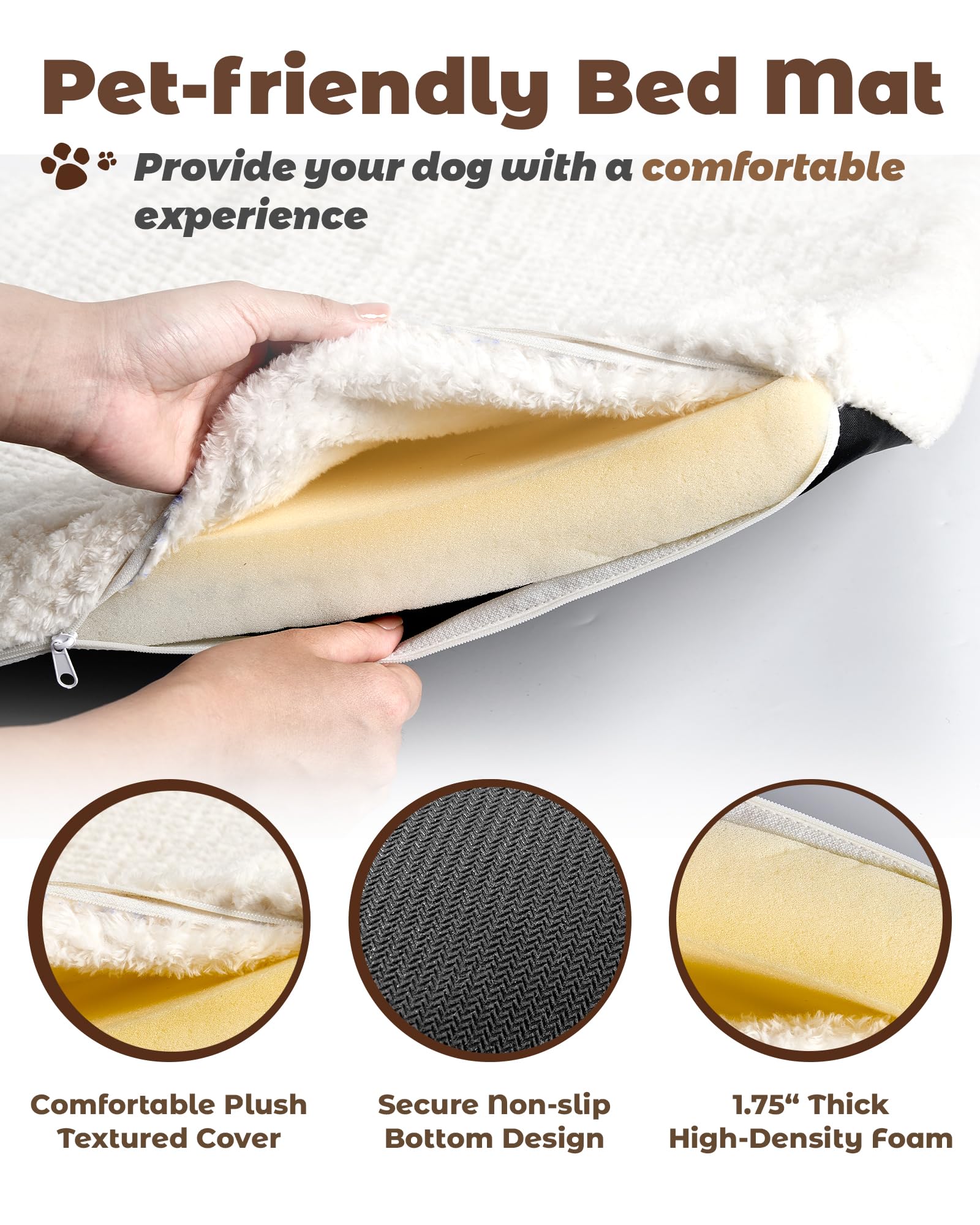 Upolana Dog Crate Furniture, 38 inch Large Dog Crates with Bed Mat, Wooden Dog Kennel Furniture, End Side Table Dog Cage with 3