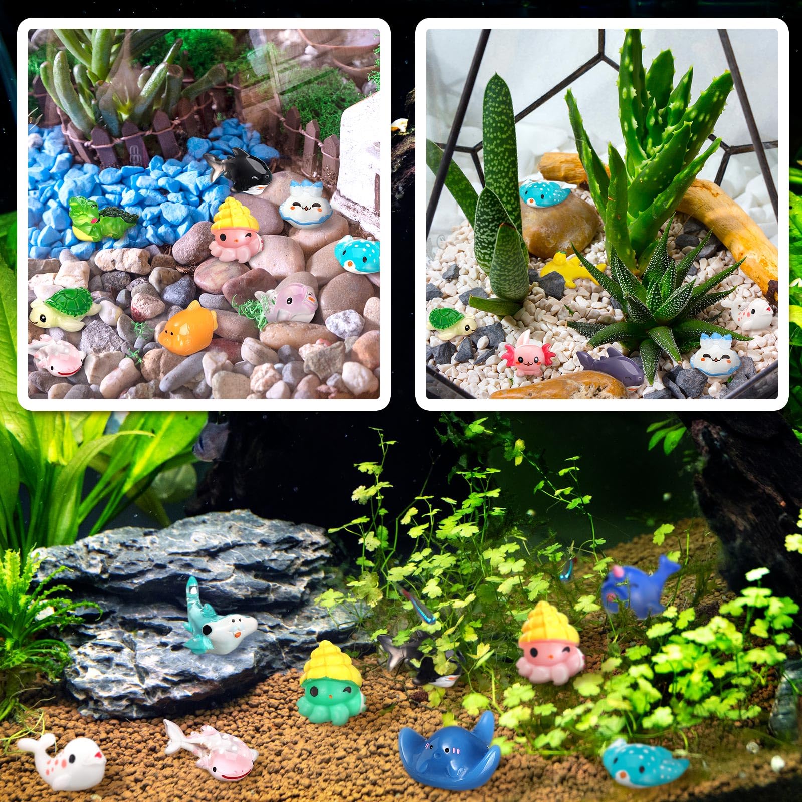 Bbto 72 Pcs Resin Ocean Animal Figurines Ornaments Miniature Ocean Animals Mini Resin Figures Aquarium Ornaments Charms For Fish