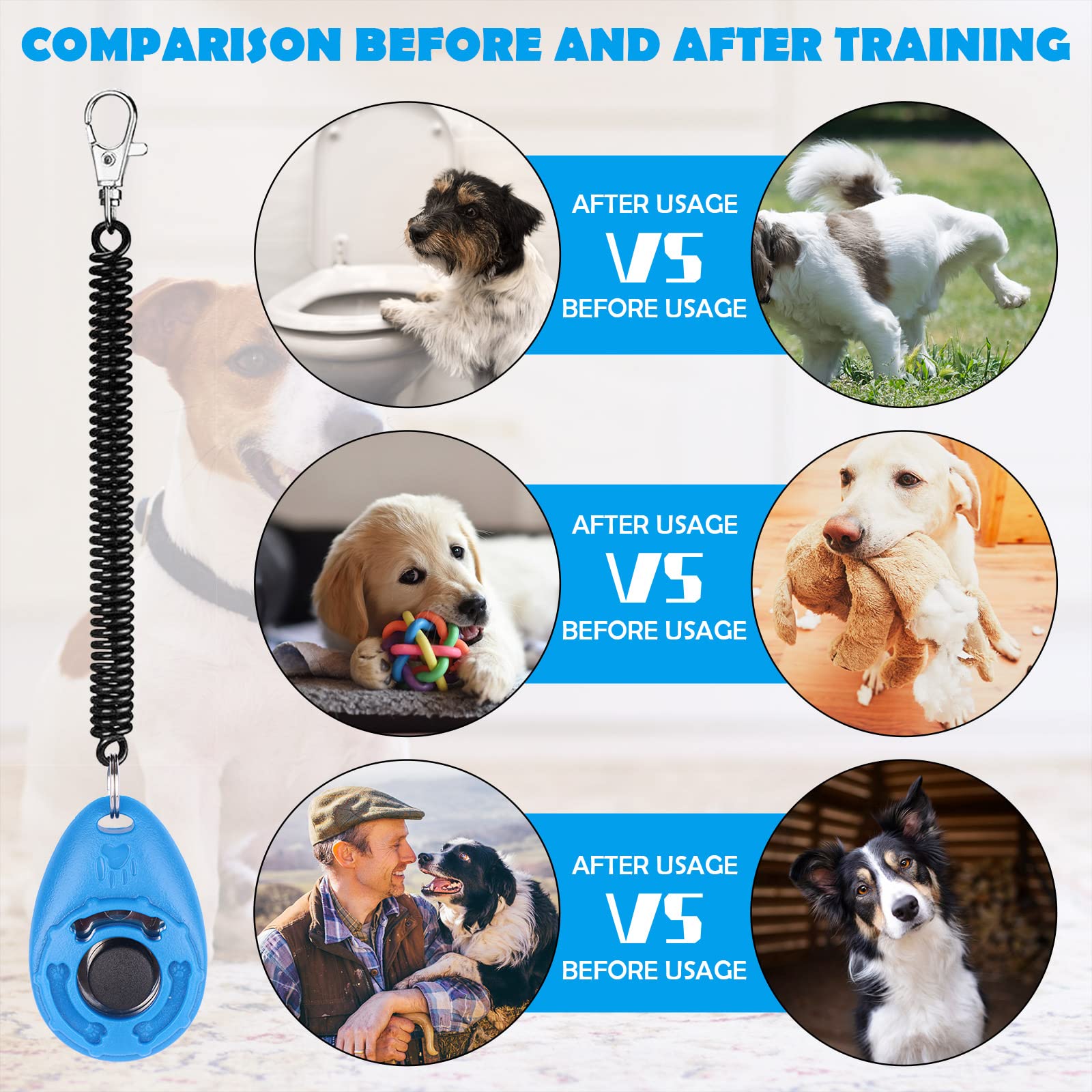 Dog Training Clicker with Wrist Strap - OYEFLY Durable Lightweight Easy to Use, Pet Training Clicker for Cats Puppy Birds Horses
