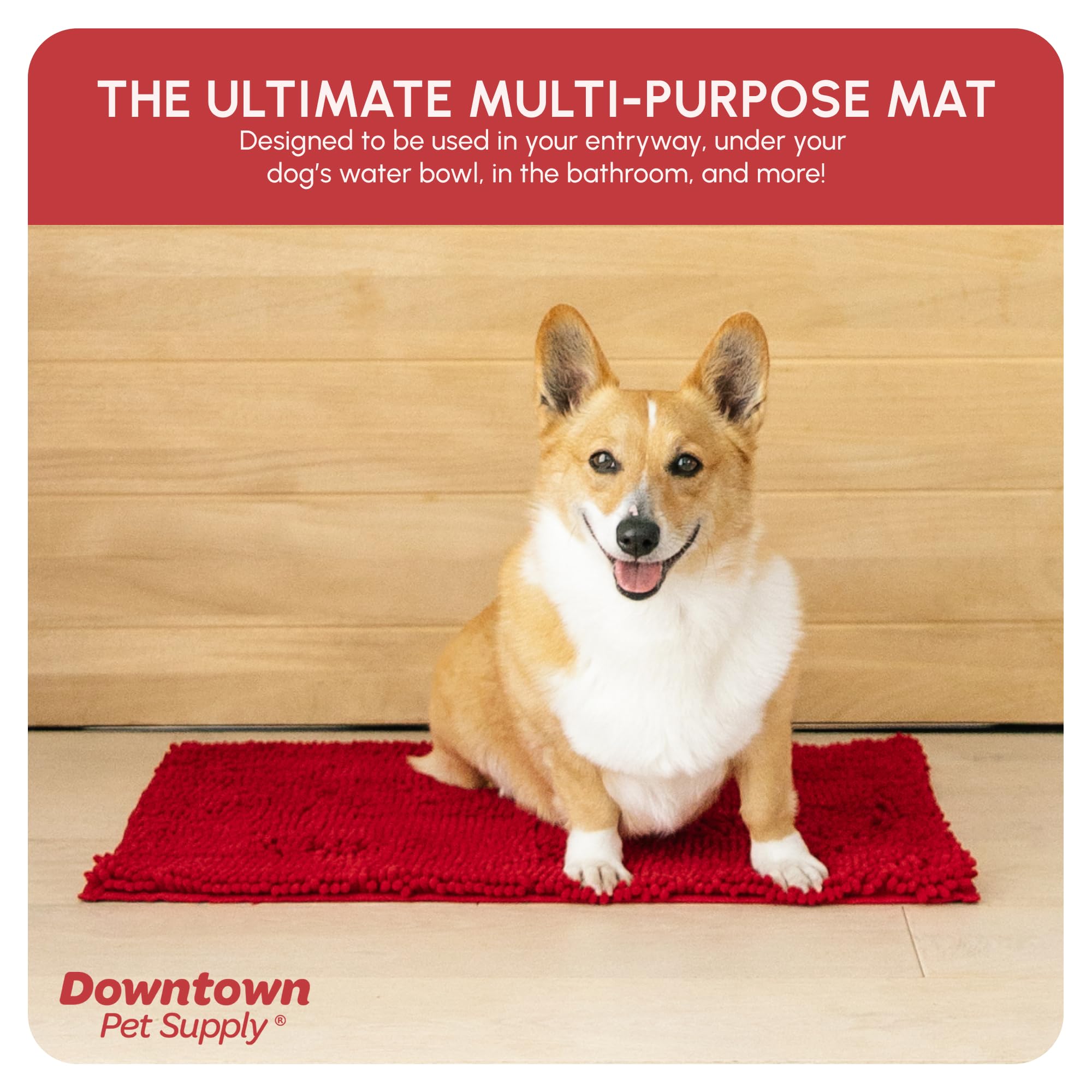 My Doggy Place Microfiber Dog Mat for Muddy Paws, 18 x 24 Red - Absorbent and Quick-Drying Dog Paw Cleaning Mat, Washer and Drye