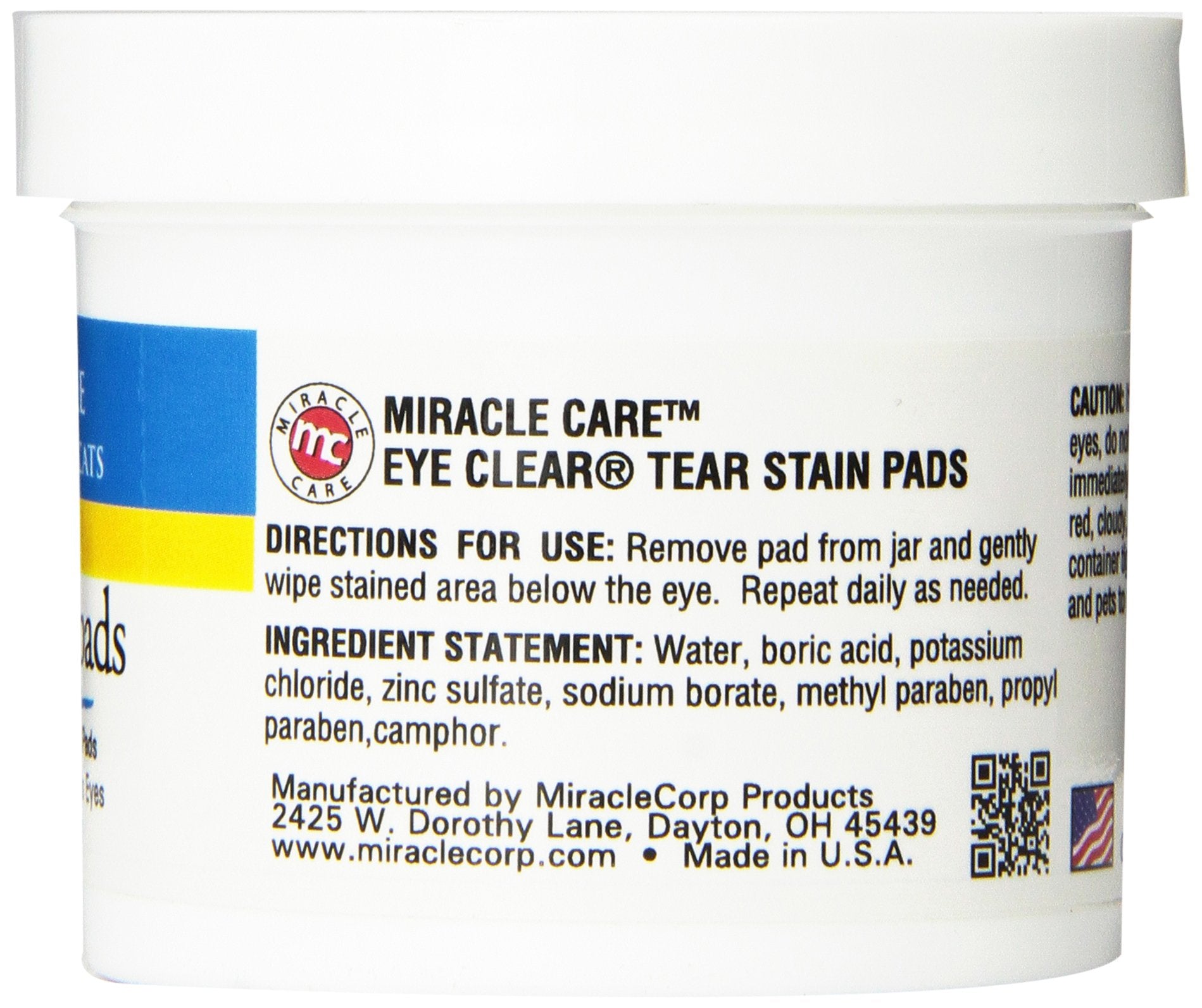 Miracle Care Tear Stain Pads - 90 Count; Eye Care For Dogs And Cats, Soft Pet Wipes For Gently Cleaning Eyes, Sterile Cat And Dog Wipes Formulated To Remove Tear Stains