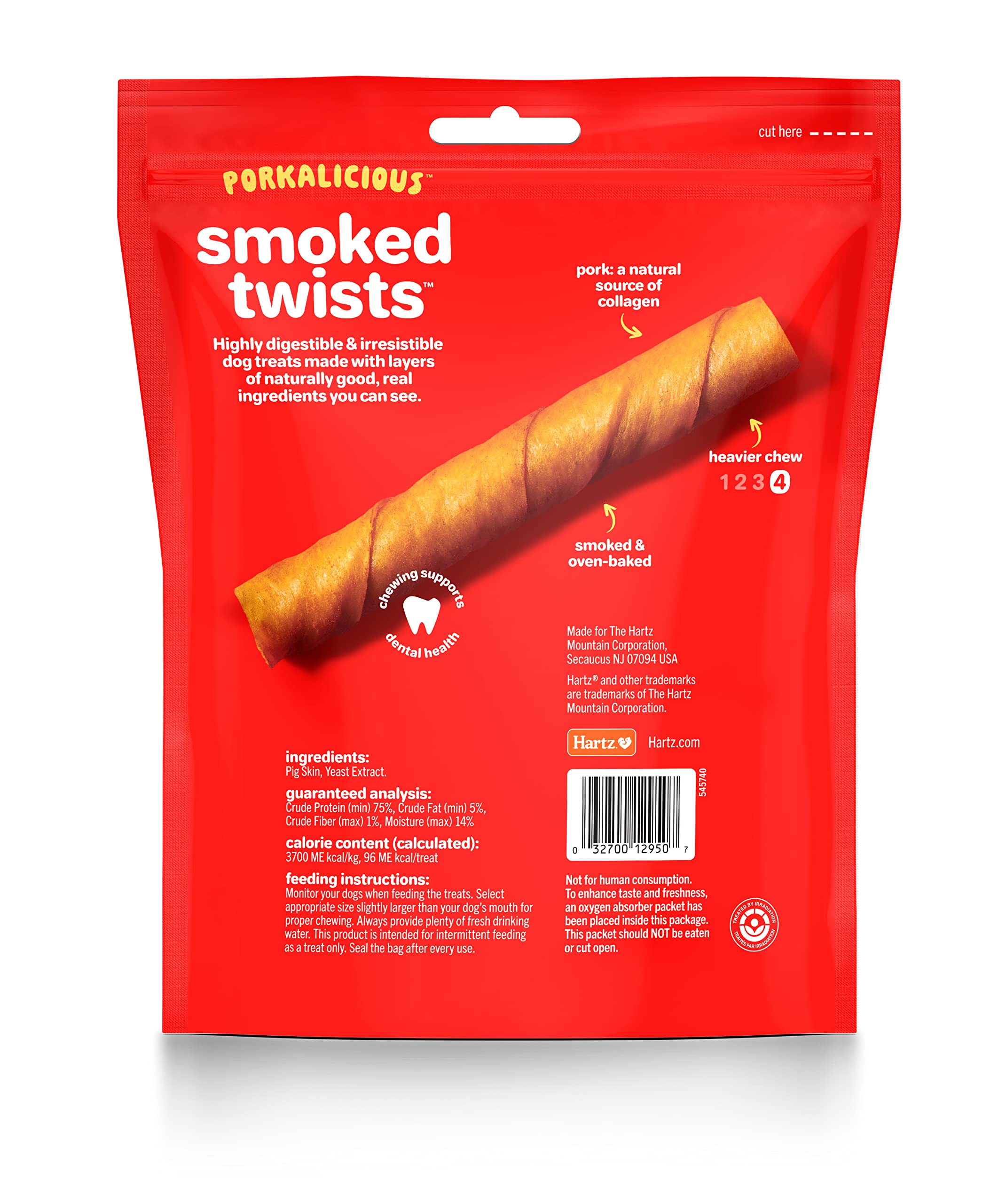 Hartz Oinkies Smoked Twists with Naturally Smoked Pork Rawhide-Free Dog Treats, Highly Digestible Long Lasting Dog Chews, 40 Cou
